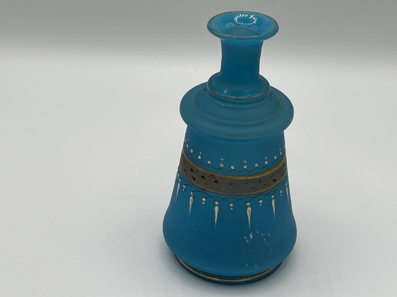 Blue Satin Decorative Vase Approximately 6.5 Inches Tall and 3.5 Inches Wide