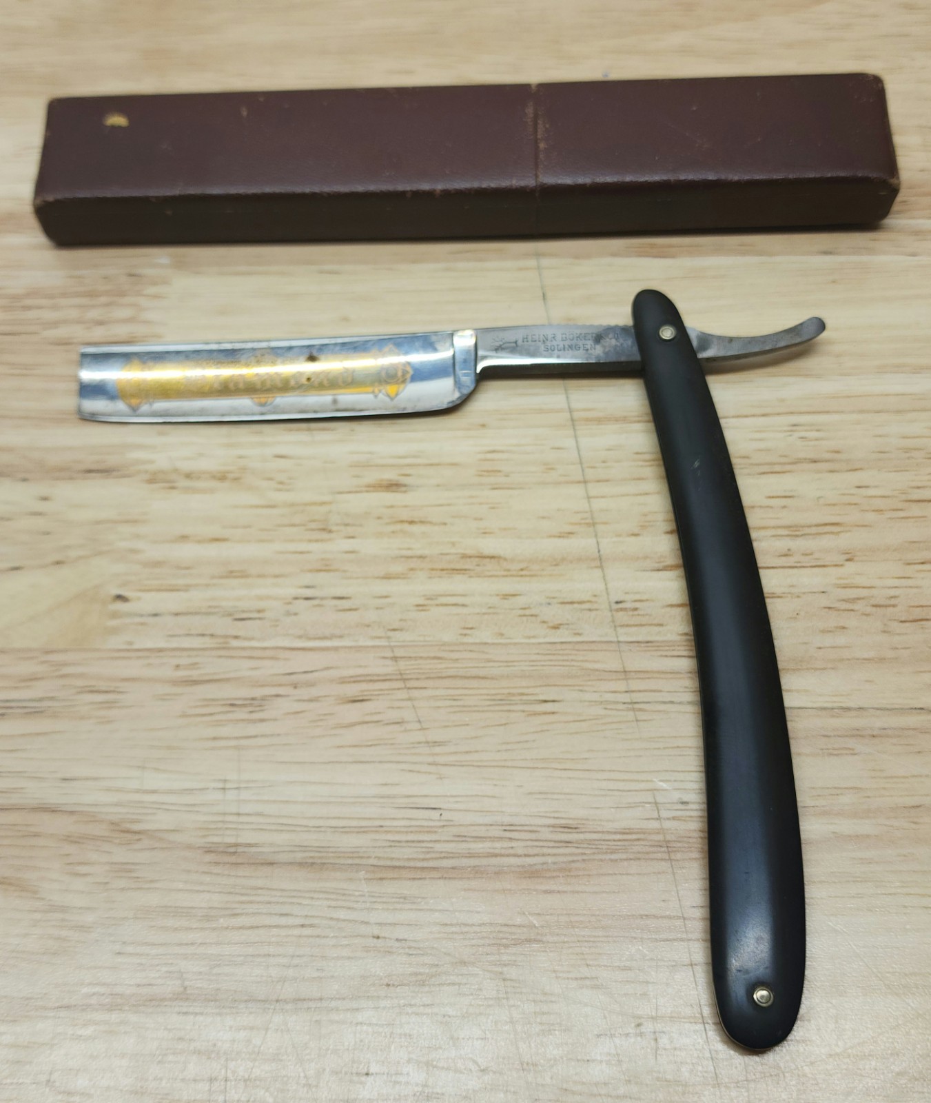 Vintage Heinr. Böker & Co Solingen Straight Razor “Diamond” w/ Case Germany