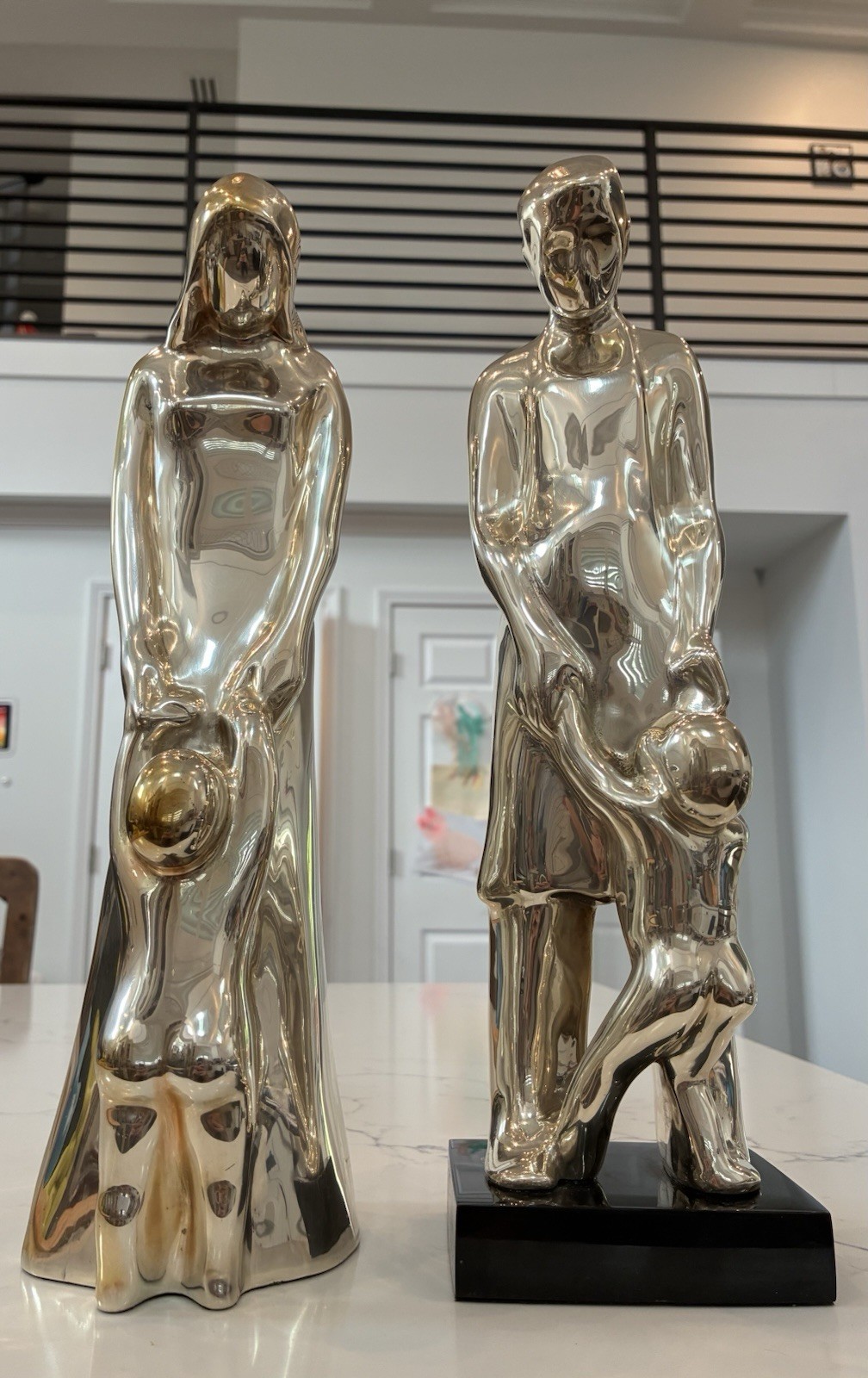 D’Argenta Mexico FATHER & MOTHERHOOD Silver Plated Sculpture By Lisa S. Castillo