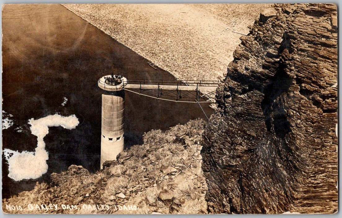 Antique 1916 RPPC Postcard ~ Oakley Dam, Idaho Pacific Photo Co. Real Photo Card