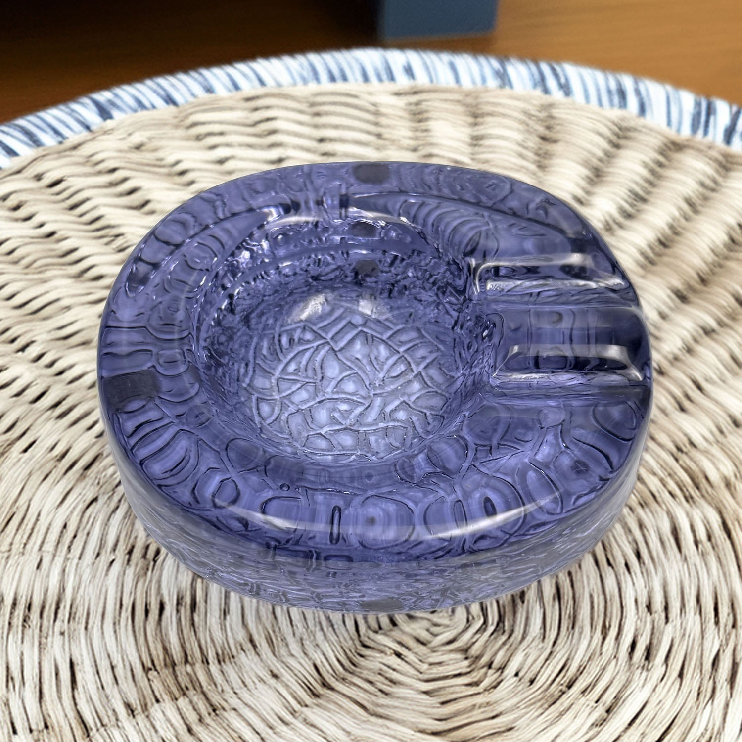 Vintage 1970s Kosta Boda Parma Purple Glass Ashtray