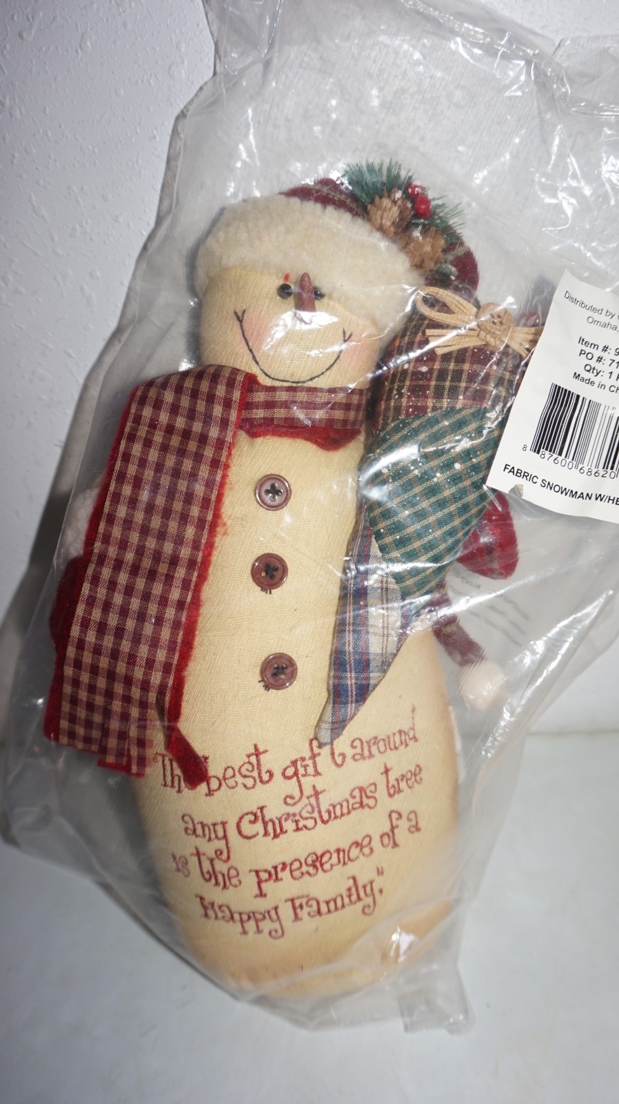 Plush Country Snowman Heart Christmas Figurine 14 Plush Country Snowman Heart Christmas Figurine 14