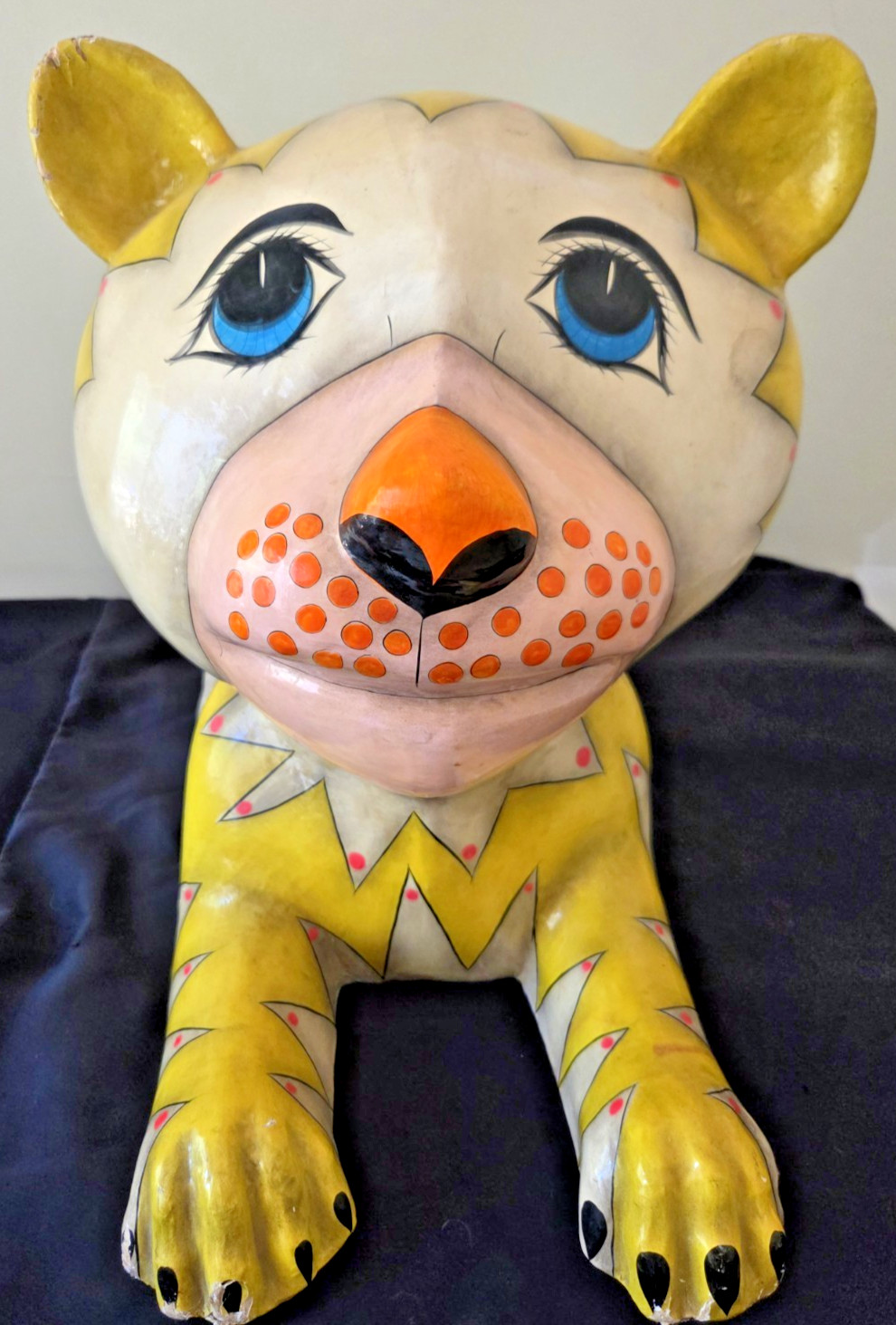 RARE VINTAGE X-LARGE SerMel Sergio Bustamante SIGNED Paper Mache Sculpture Tiger
