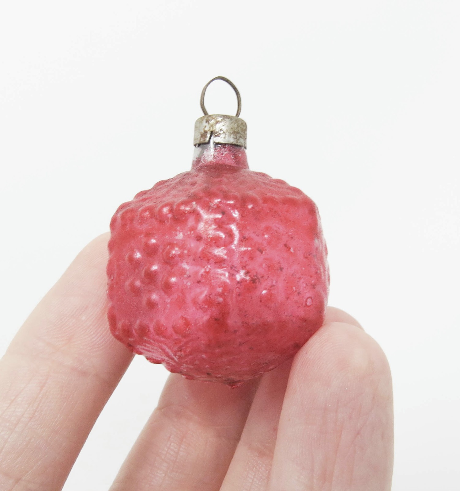 Vtg Antique Mini Bumpy Faceted Feather Tree Flower Lantern Germany ~ 1-1/2\