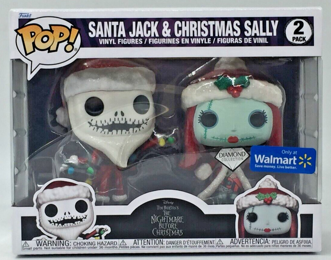 Funko Pop Disney Santa Jack & Christmas Sally 2 Pack Diamond Walmart Exclusive