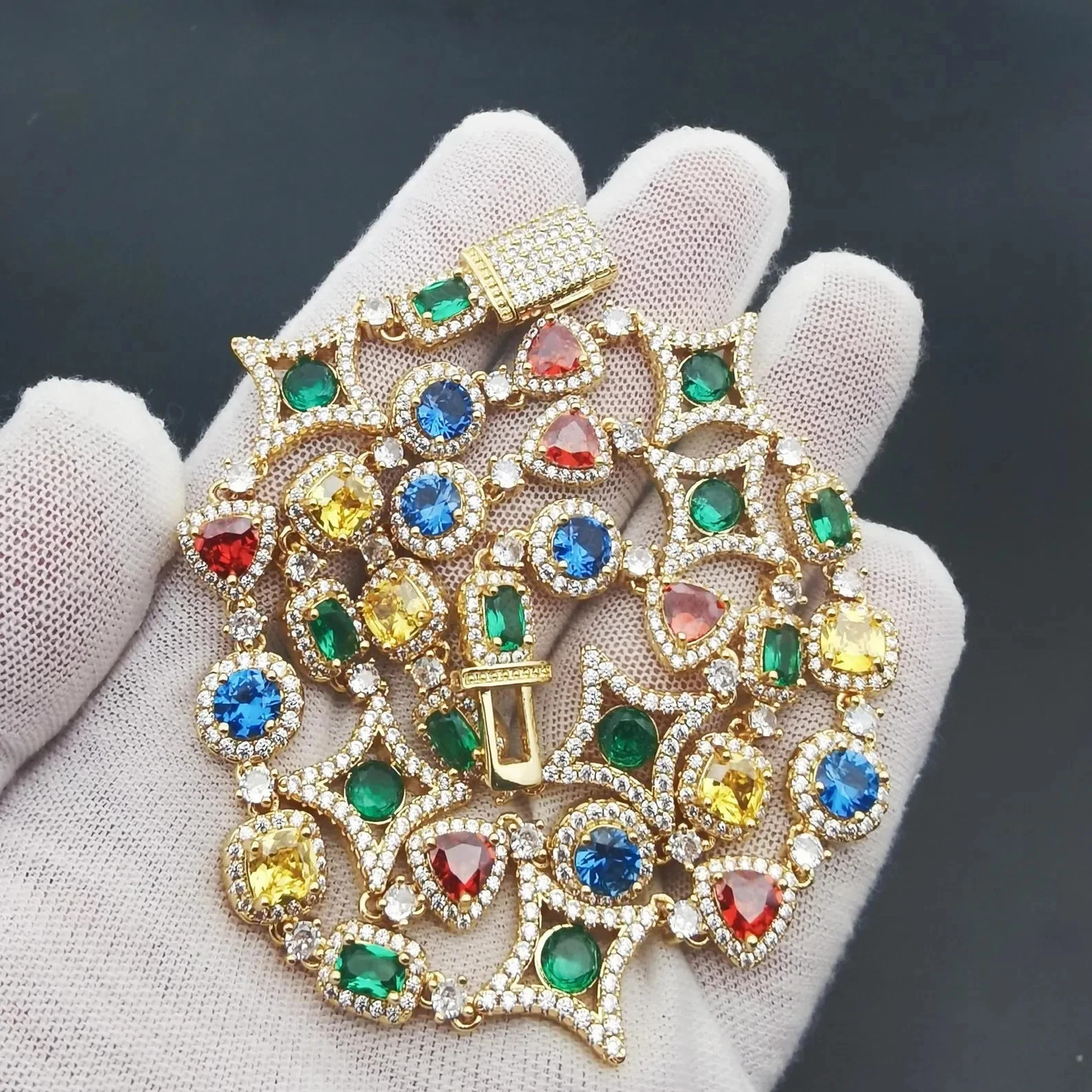 Multi-Gemstone & Diamond Choker Tennis Necklace 18