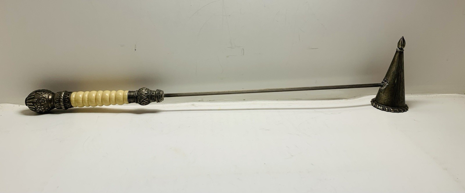 Vintage Silverplate Bakelight Candle Snuffer 16”
