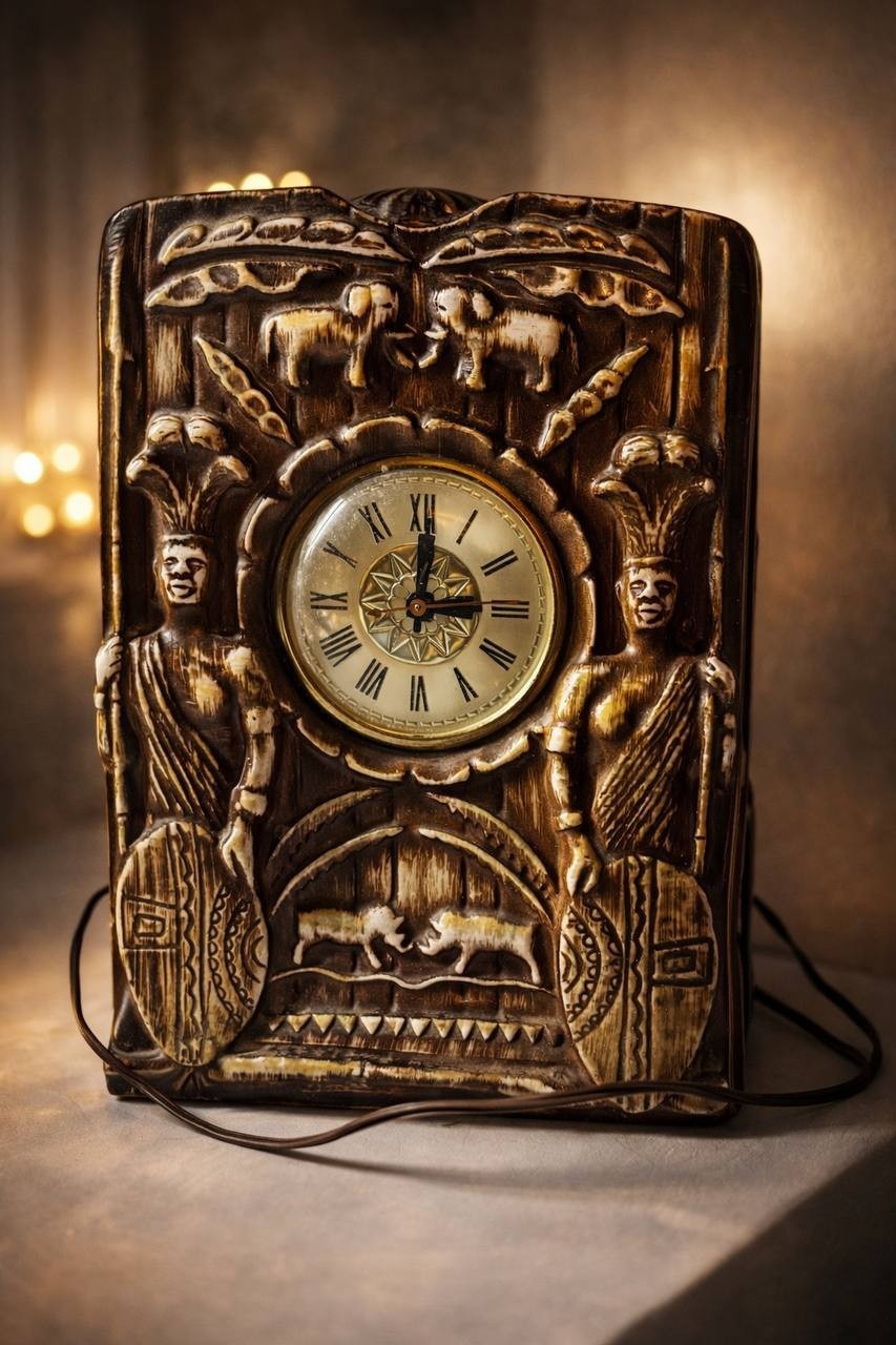 Lanshire T3 Vintage Egyptian Revival Ceramic Clock Art Deco Elephant USA Working