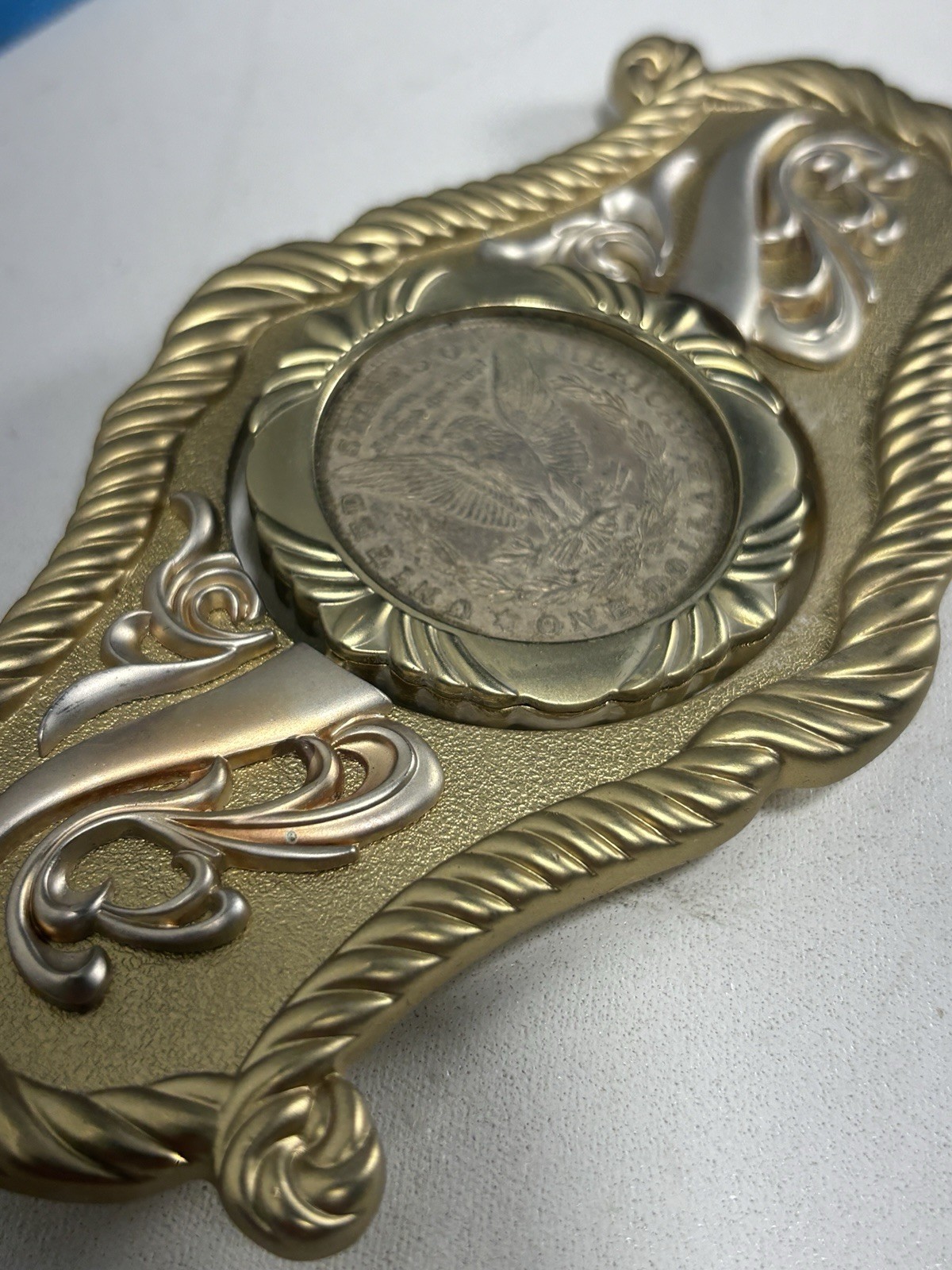 Vintage Western Belt Buckle Rotating 1921 Morgan Silver Dollar Genuine Coin