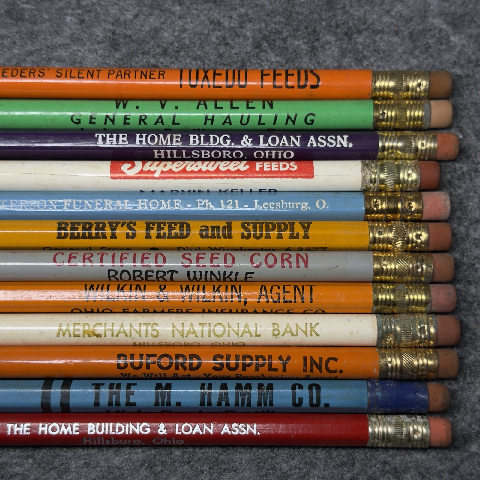 Lot of 12 Vintage Advertising Pencils Mixed Local Businesses Rare