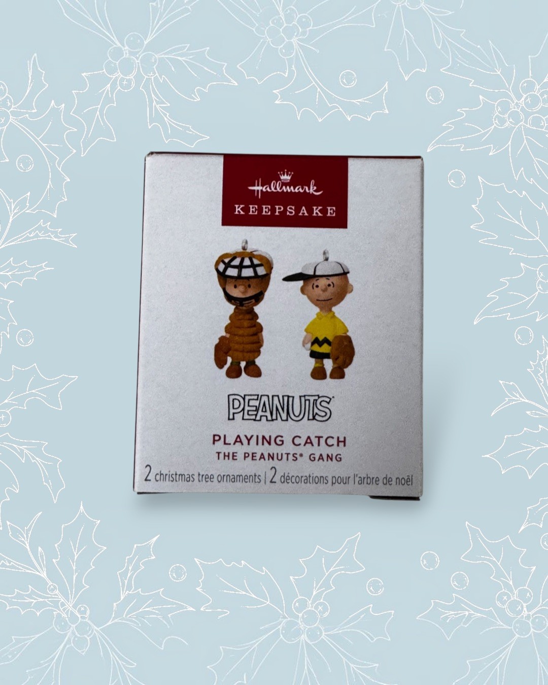 Hallmark 2025 Peanuts Gang Playing Catch Mini Ornament 1 Box 2 Oranments New