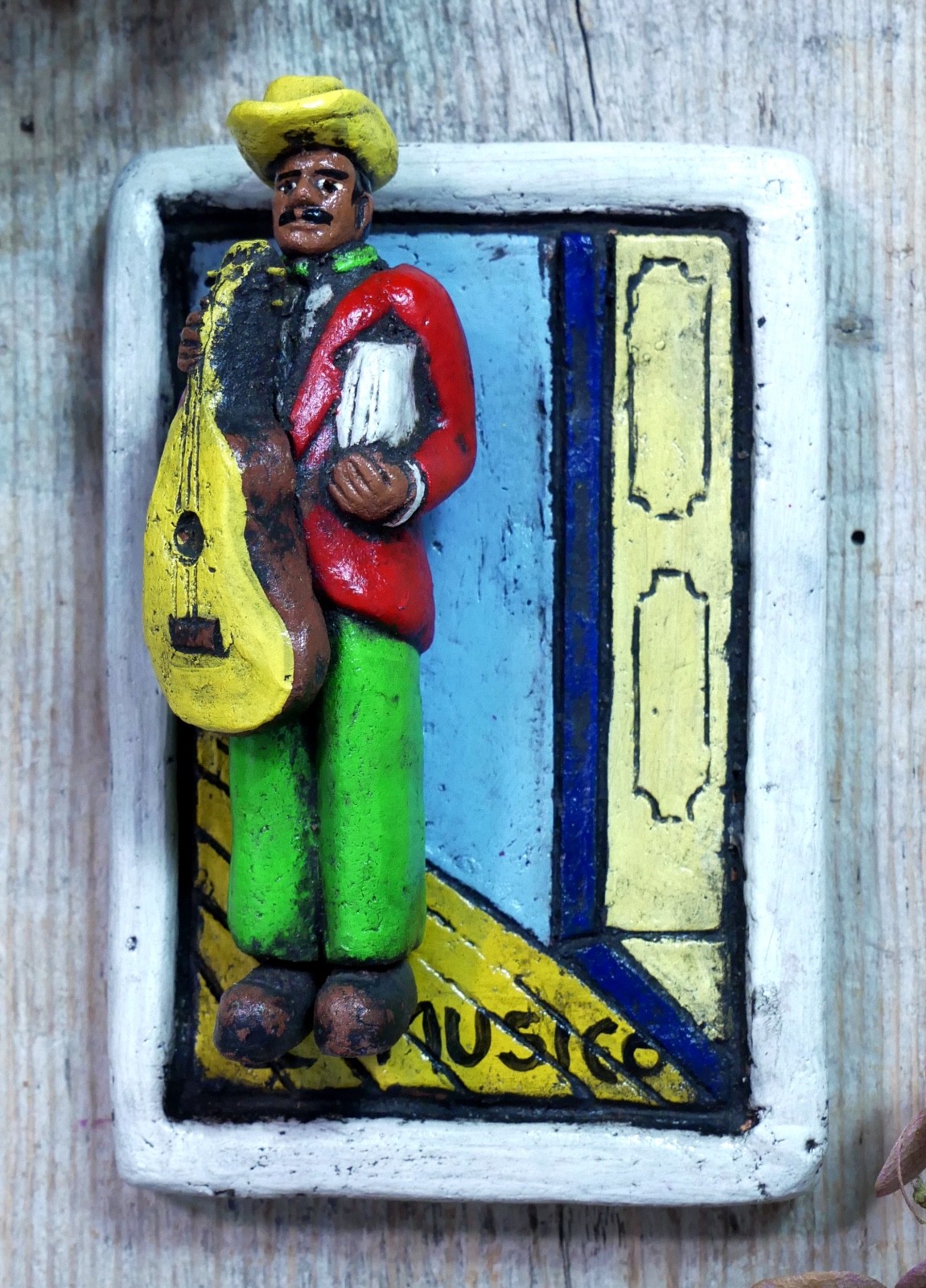 Clay Loteria #32 El Musico Musician by Rafael Pineda Mexican Board Game Folk Art