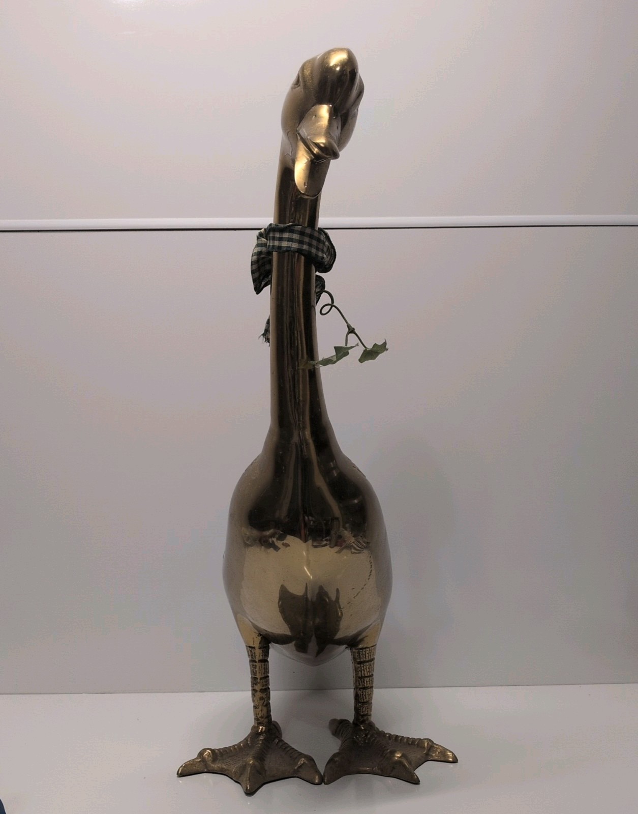 Vintage Large Brass Porch Goose Figurine Geese 25 1/2