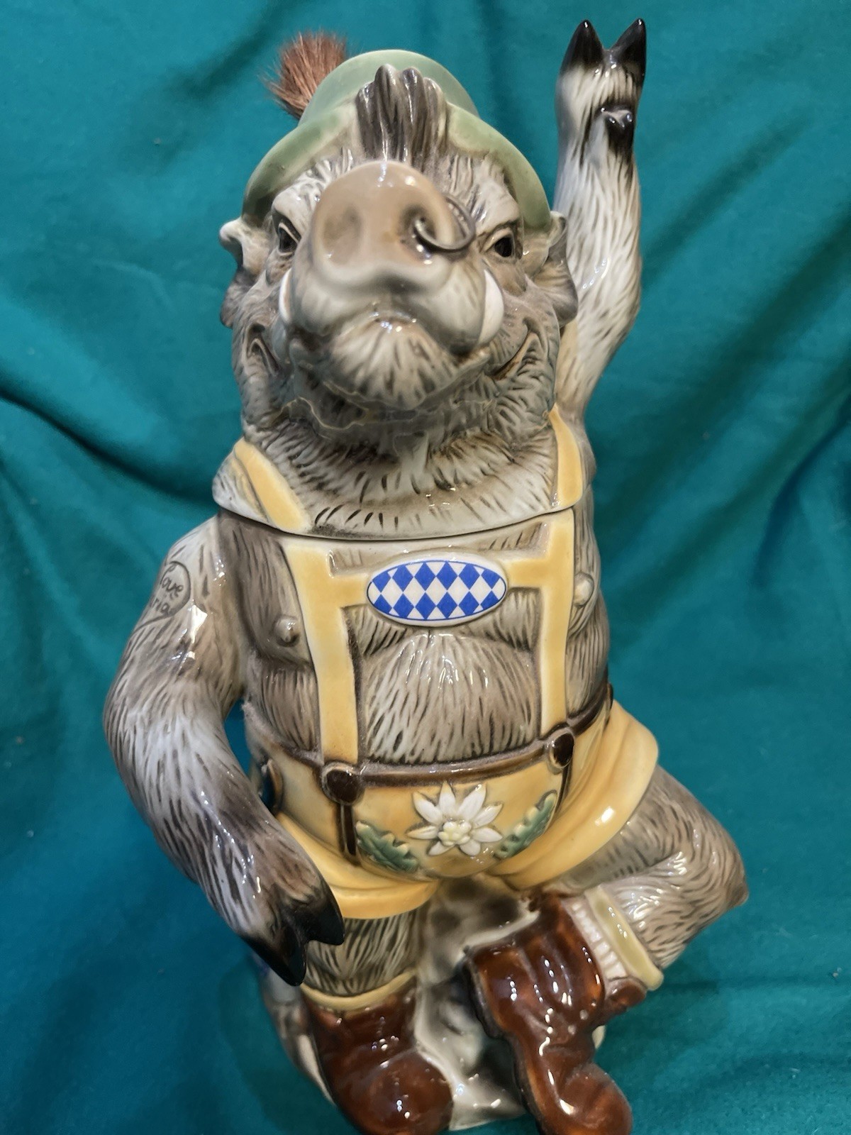 MAX THE BAVARIAN BOAR CHARACTER STEIN GERMAN MADE , ALBERT STAHL EX CONDITION 