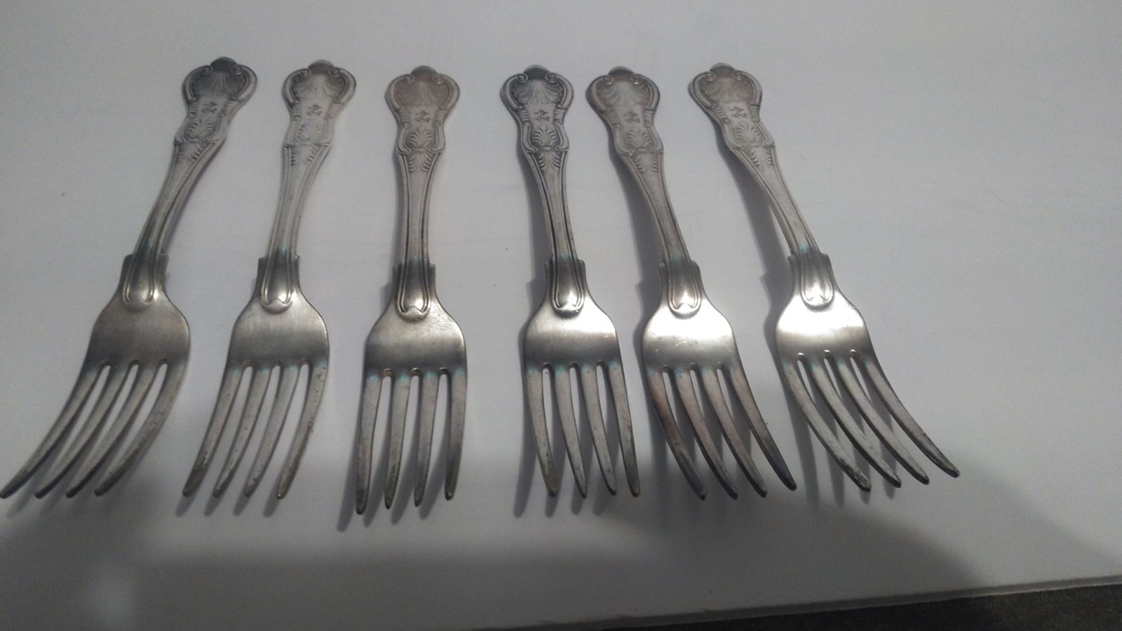 6 Vintage US Navy Kings Pattern Reed & Braton Silver Plate Dinner Forks USN 