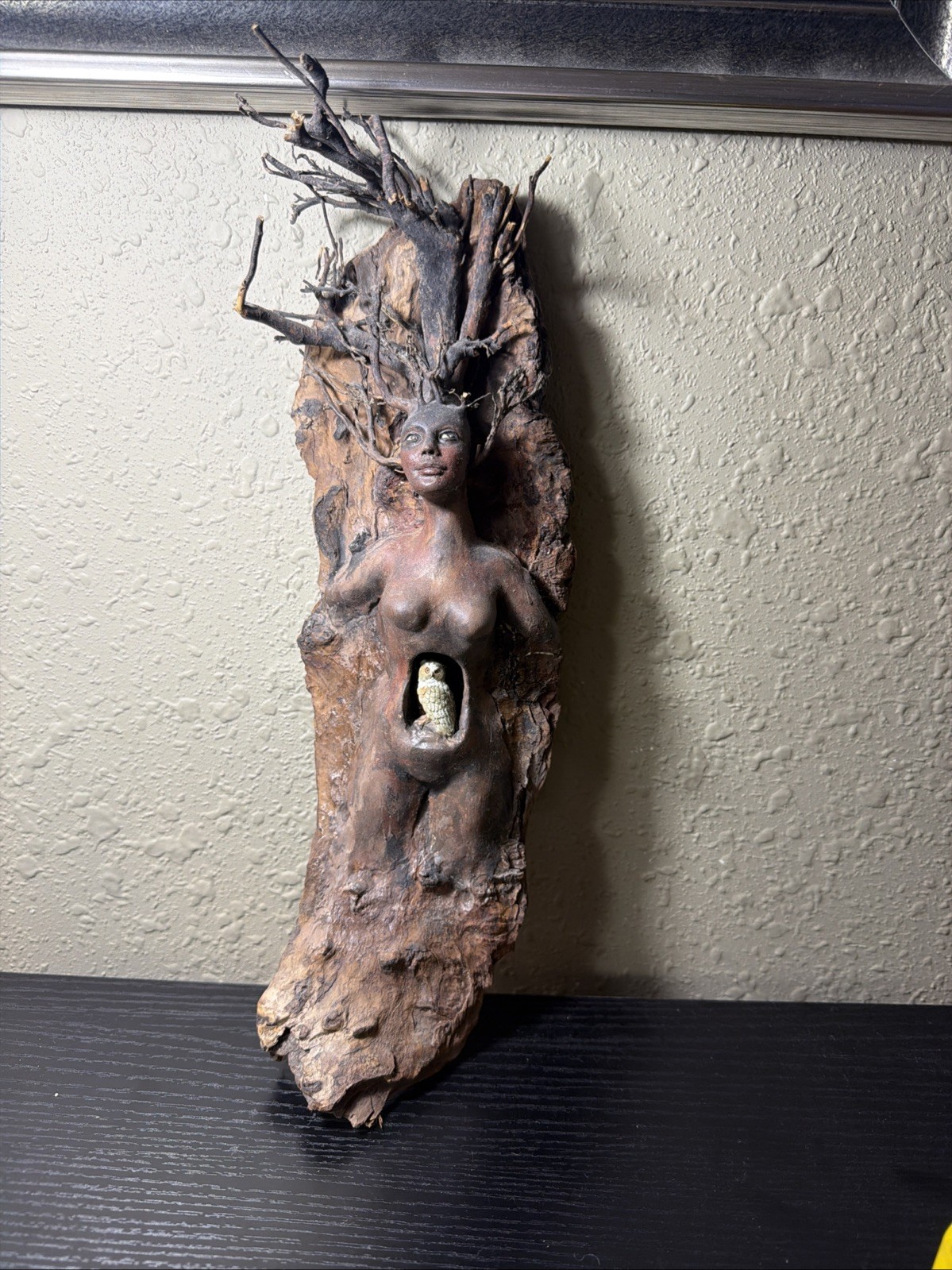 Shaping Spirit Artist Debra Bernier Owl Woman Forest Spirit Wall Art OOAK