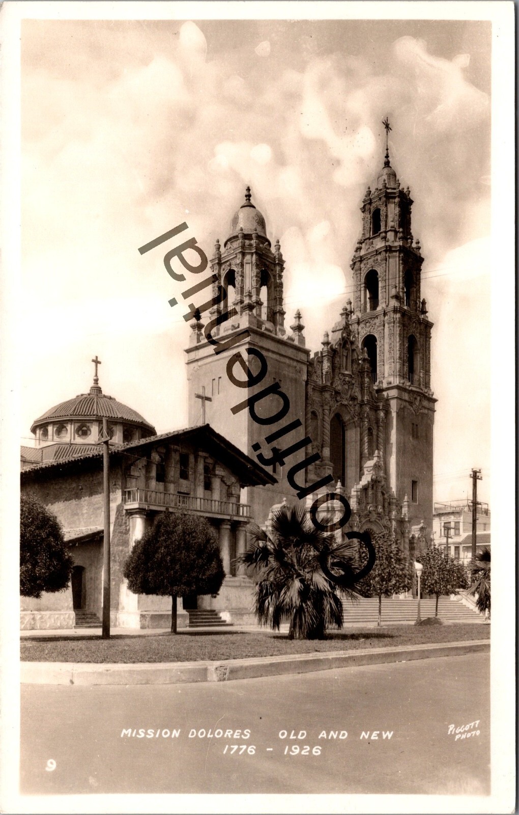 Real Photo Mission Dolores Basilica San Francisco CA RP RPPC Piggott Photo N94