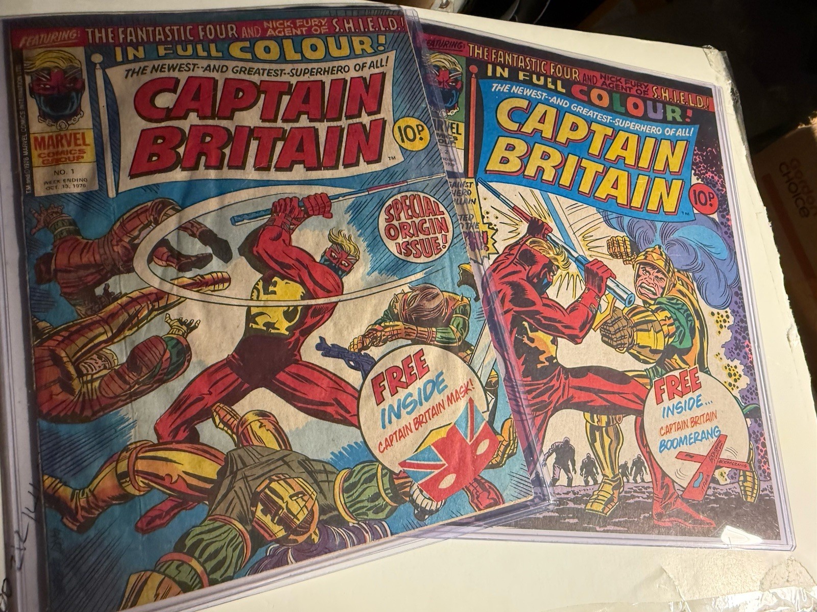 CAPTAIN BRITAIN -#1 AND #2 OCT. 1976 MARVEL U.K. - NO FREEBIES BUT VERY NICE