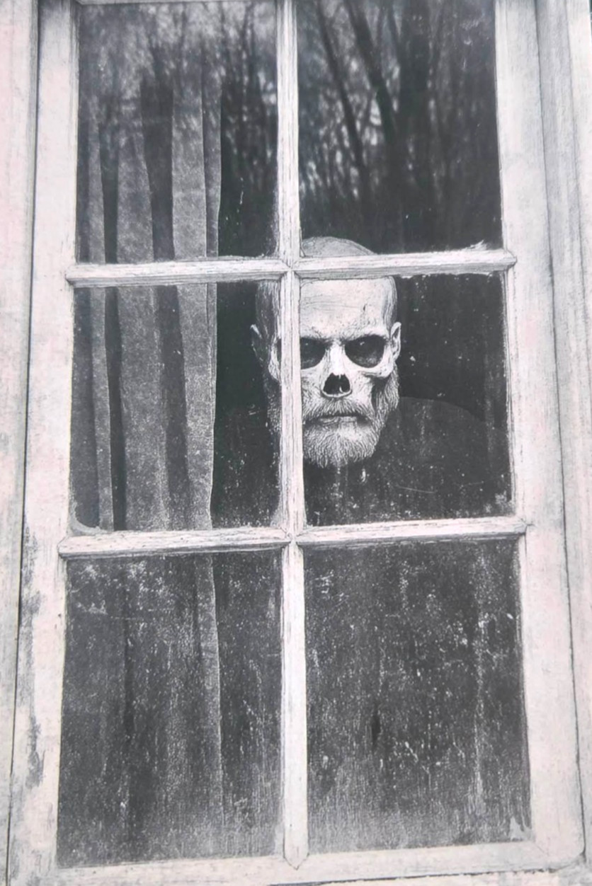 Dead Man's Skull in the Window Postcard 4x6 Frameable Gothic Horror Dead Man's Skull in the Window Postcard 4x6 Frameable Gothic Horror