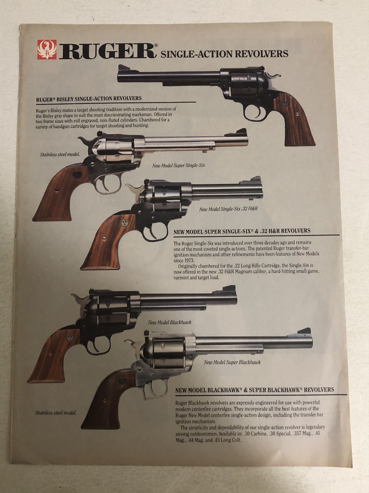 1997 Sturm Ruger Single Action Revolver Print Ad Advert pa9