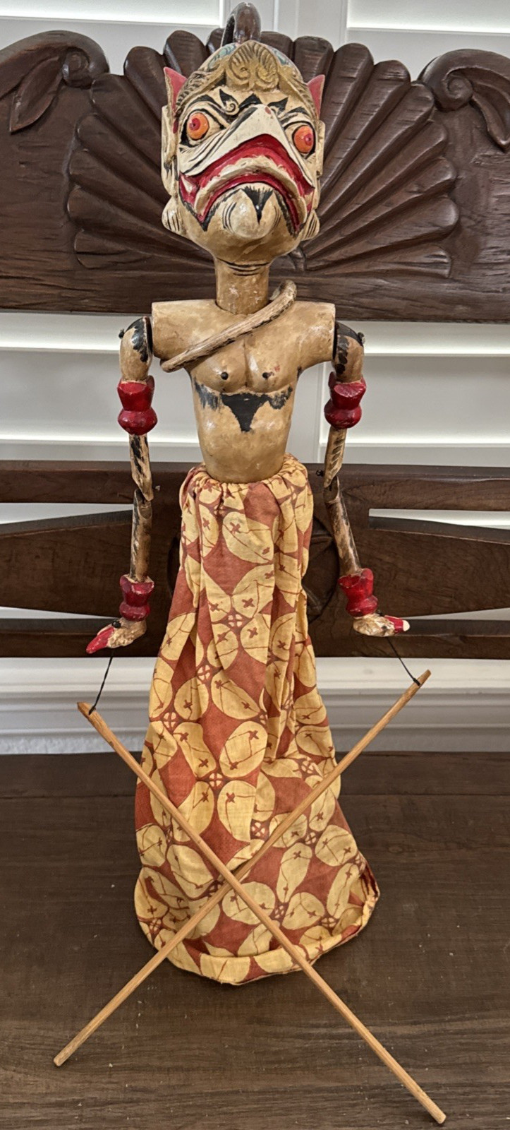 Vintage Wayang Hanuman Monkey Warrior Aide to Rama Hand carved and painted 25