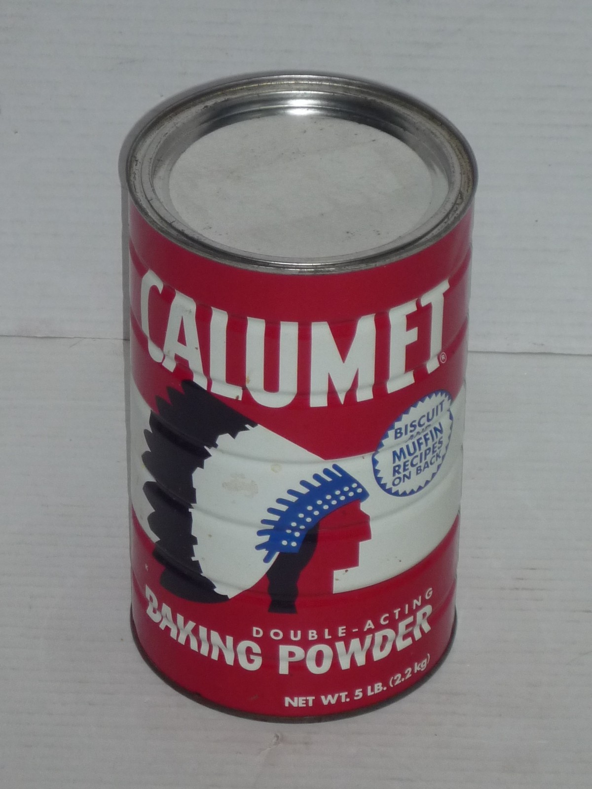 VINTAGE CALUMET 5 LB POUND DOUBLE ACTING BAKING POWDER TIN COOL VINTAGE CALUMET 5 LB POUND DOUBLE ACTING BAKING POWDER TIN COOL