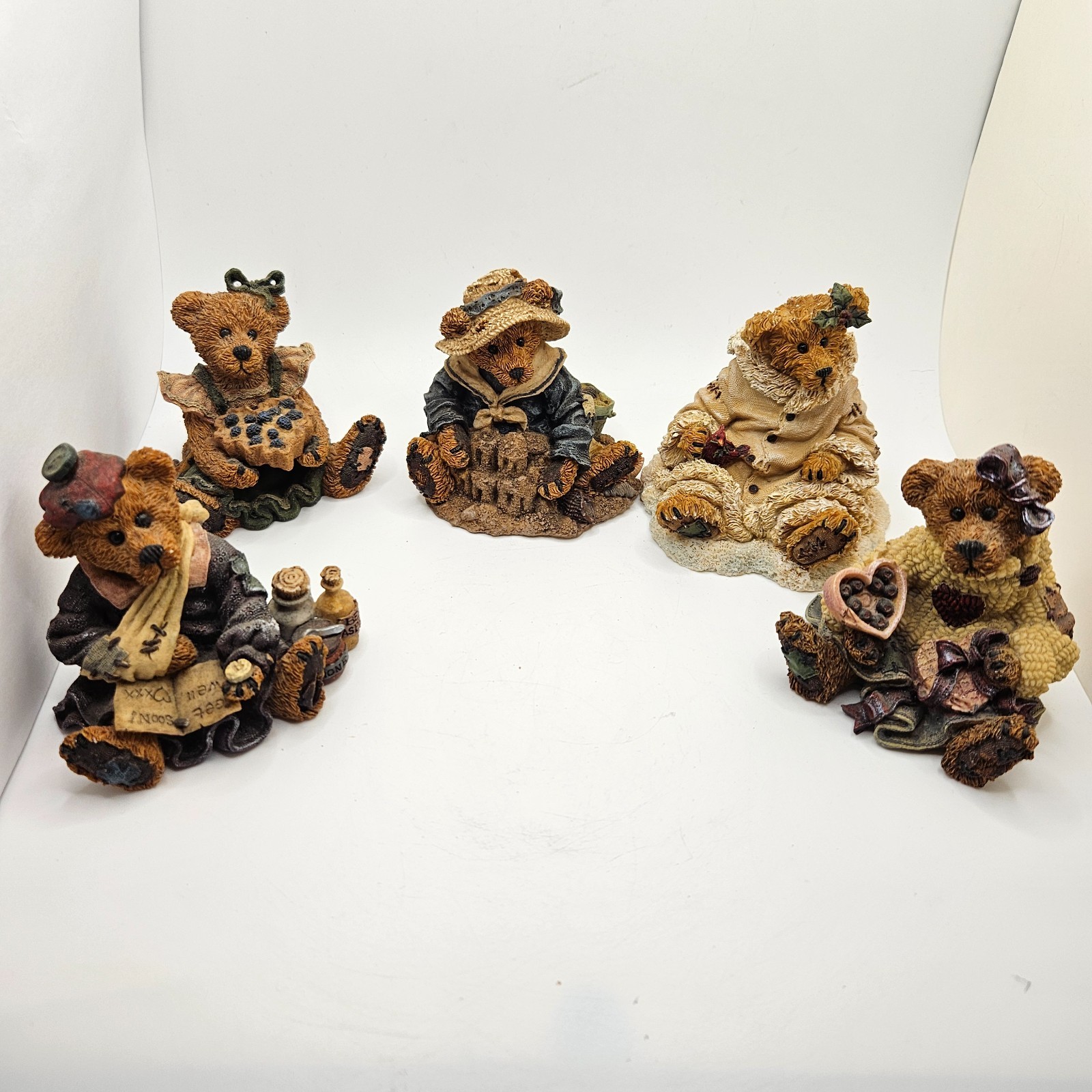 VTG Boyds Bears & Friends Figurine Lot-5 Resin Teddy Bears Bearstone Collection
