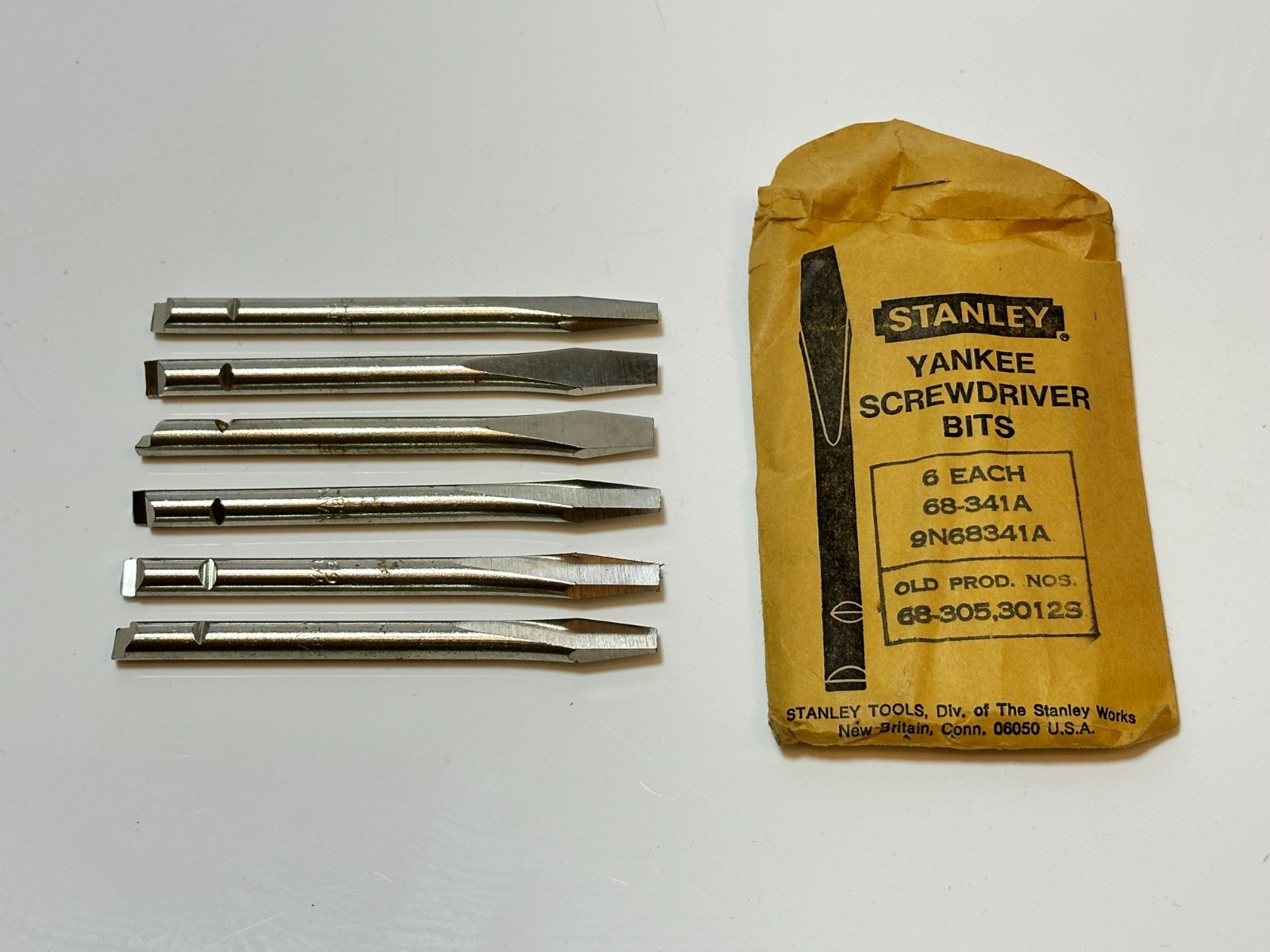 Stanley Yankee USA Screwdriver Bits 6pc 68-341A (NOS New Old Stock) w/ Package Stanley Yankee USA Screwdriver Bits 6pc 68-341A (NOS New Old Stock) w/ Package