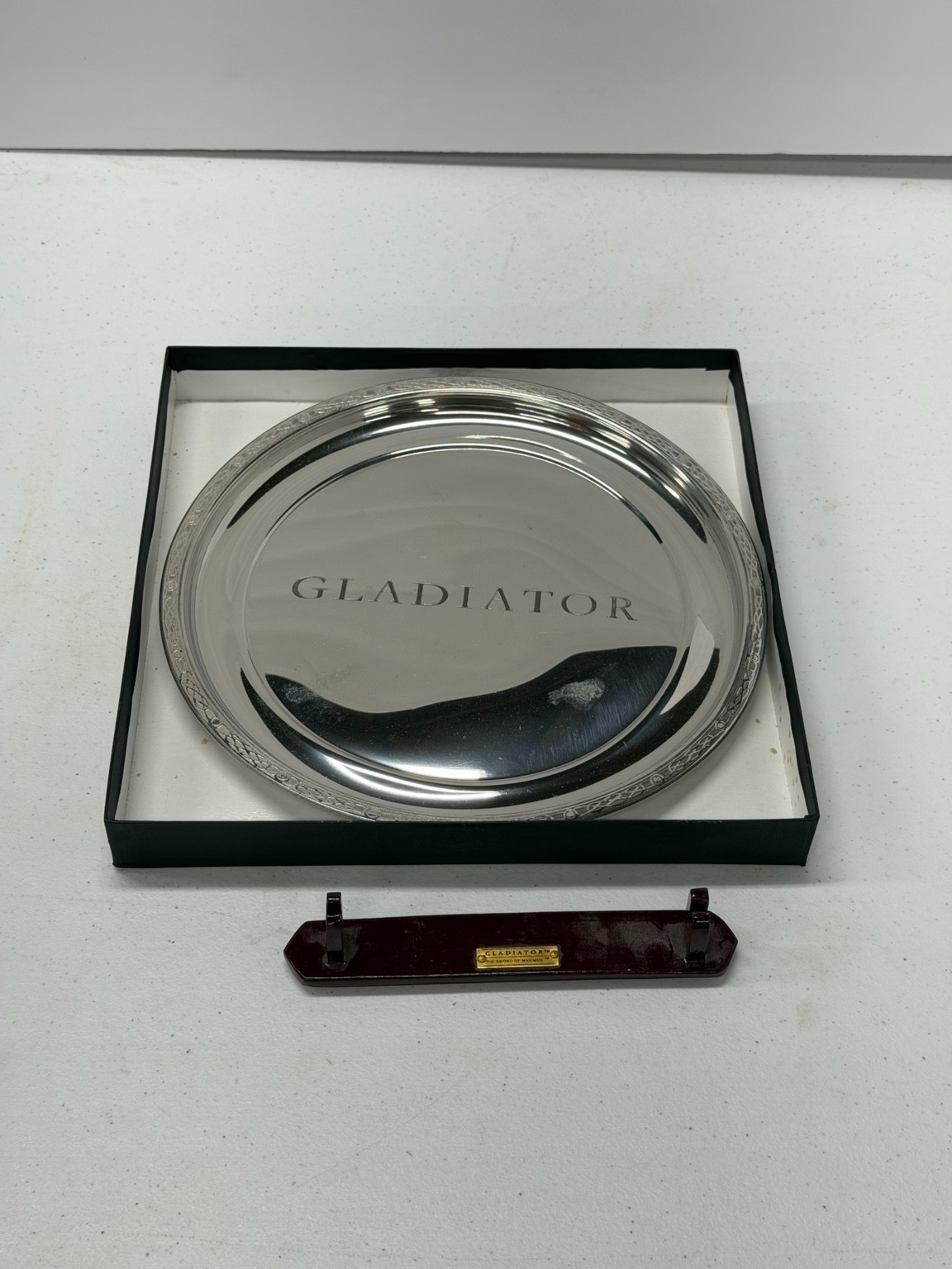 Gladiator Movie Silver Presentation Plate Sword of Maximus Stand Display Box