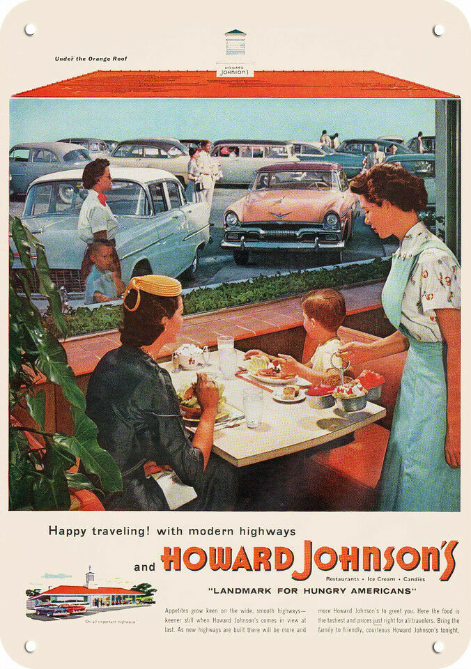 1955 HOWARD JOHNSON'S Restaurant & Ice Cream Shop DECORATIVE REPLICA METAL SIGN 1955 HOWARD JOHNSON'S Restaurant & Ice Cream Shop DECORATIVE REPLICA METAL SIGN