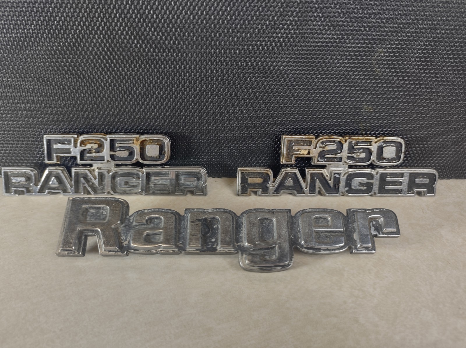 Vintage OEM Ford F250 Ranger Emblems Script Nameplate Pair 1973-1979 73-79 