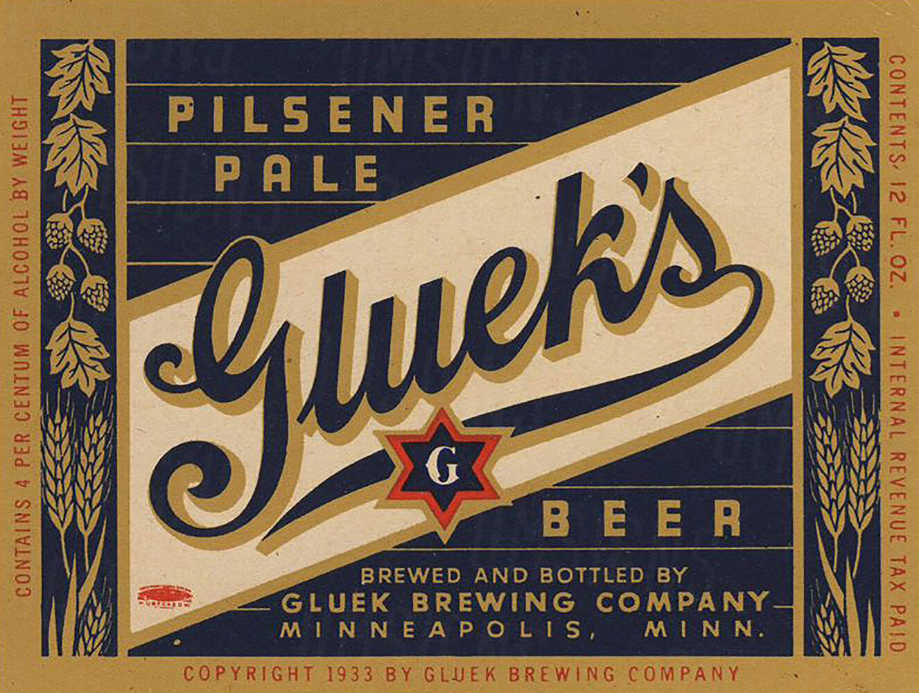 Vintage Glueks Beer Ad Reproduction Metal Sign Bar Decor Vintage Glueks Beer Ad Reproduction Metal Sign Bar Decor