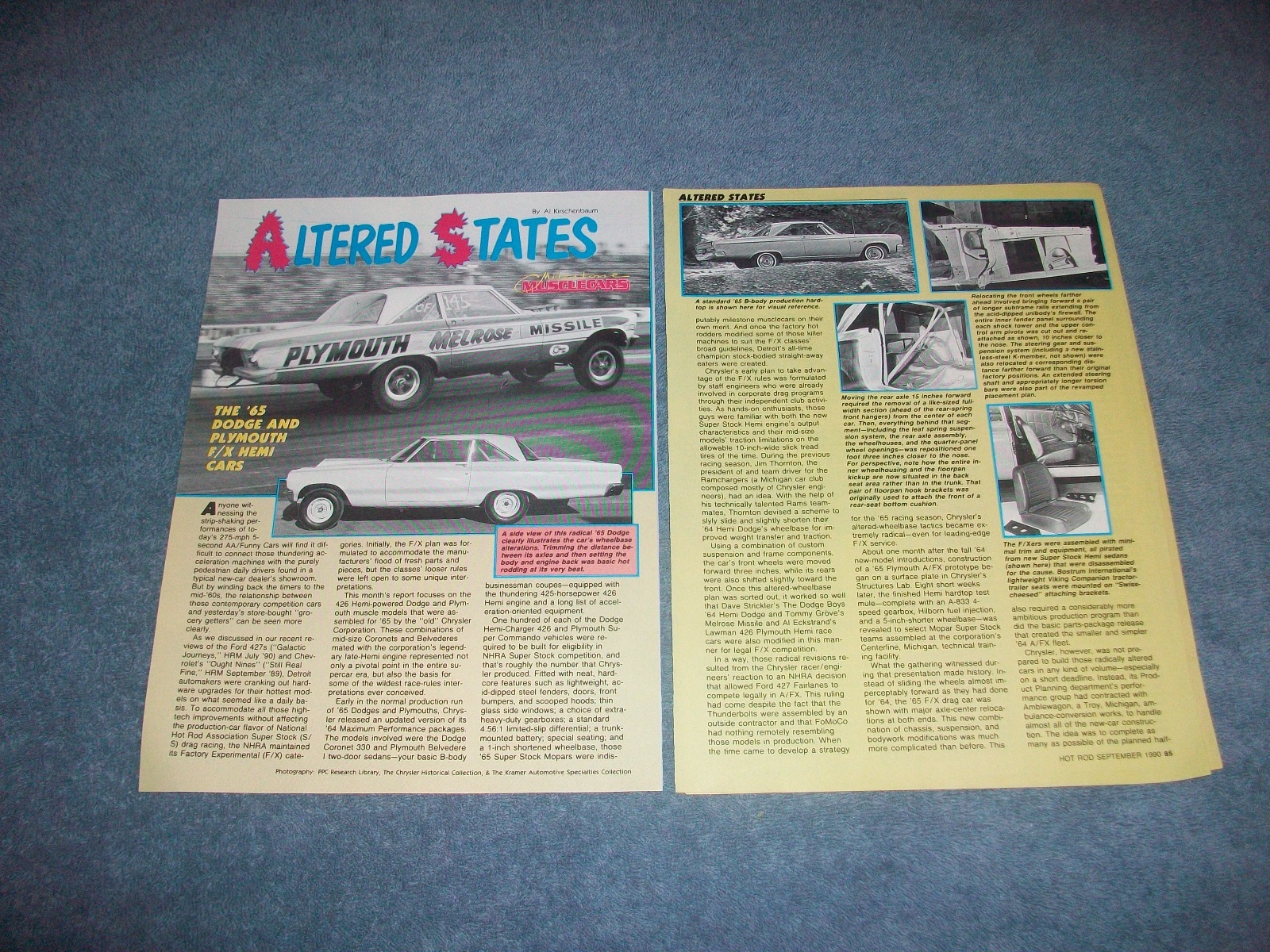 1965 Dodge & Plymouth F/X Hemi Drag Car History Info Article \