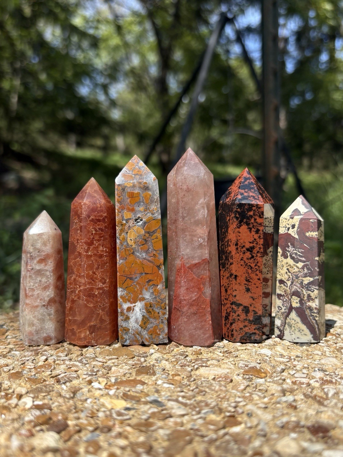 Bulk Crystal Towers Lot- Red Hematoid Quartz, Sunstone, Mahogany Obsidian & More