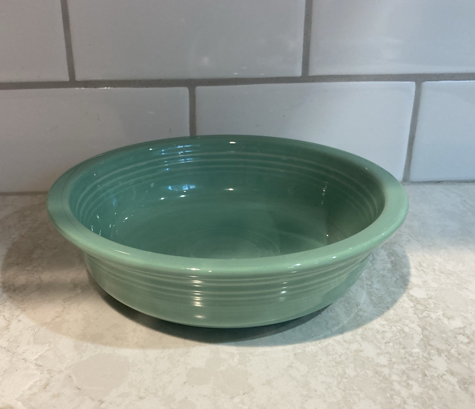 Homer Laughlin Fiestaware HLC Classic Rim Cereal Bowl - Retired Sea Mist Green Homer Laughlin Fiestaware HLC Classic Rim Cereal Bowl - Retired Sea Mist Green