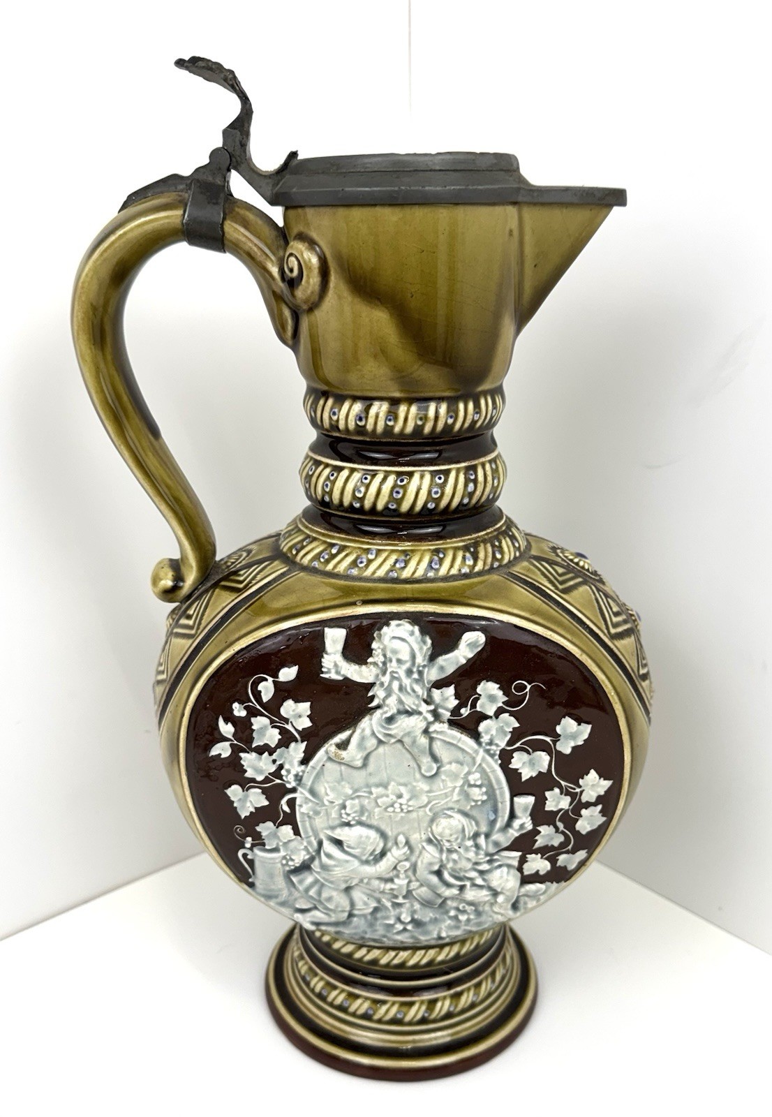 Antique Gebrüder Schütz Austrian Master Stein 7L Beer Pitcher Hofbräu Haus