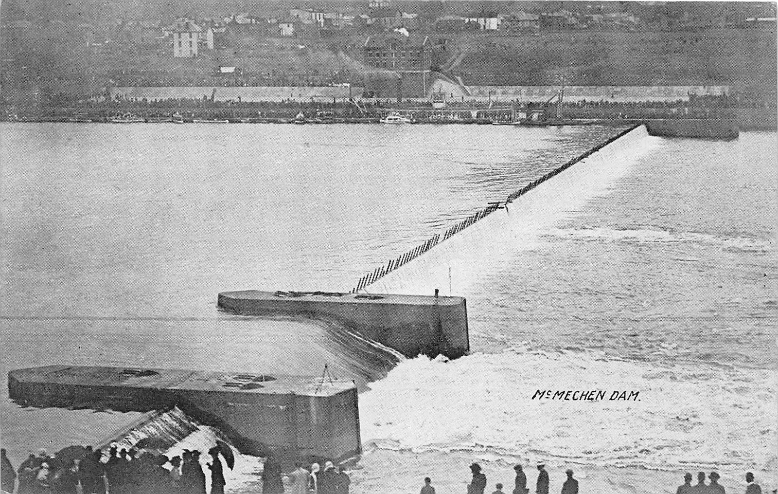 E79/ McMechen West Virginia Postcard Genther Advertisement River Dam