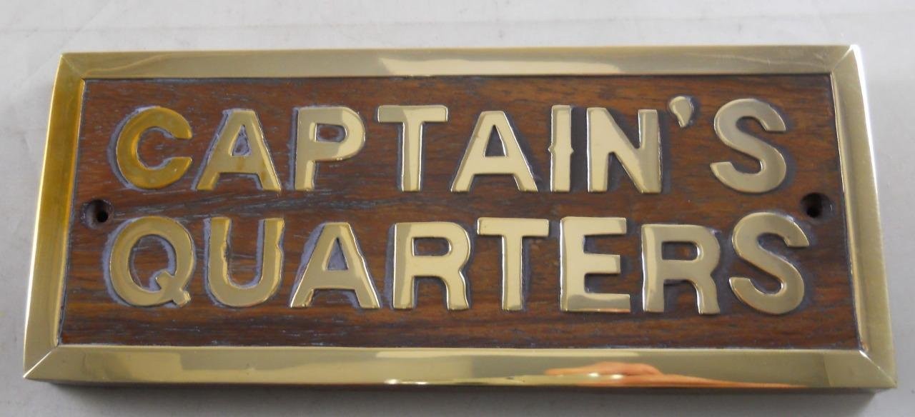 GSM Elegant Wood and Brass Captain's Quarters Plaque