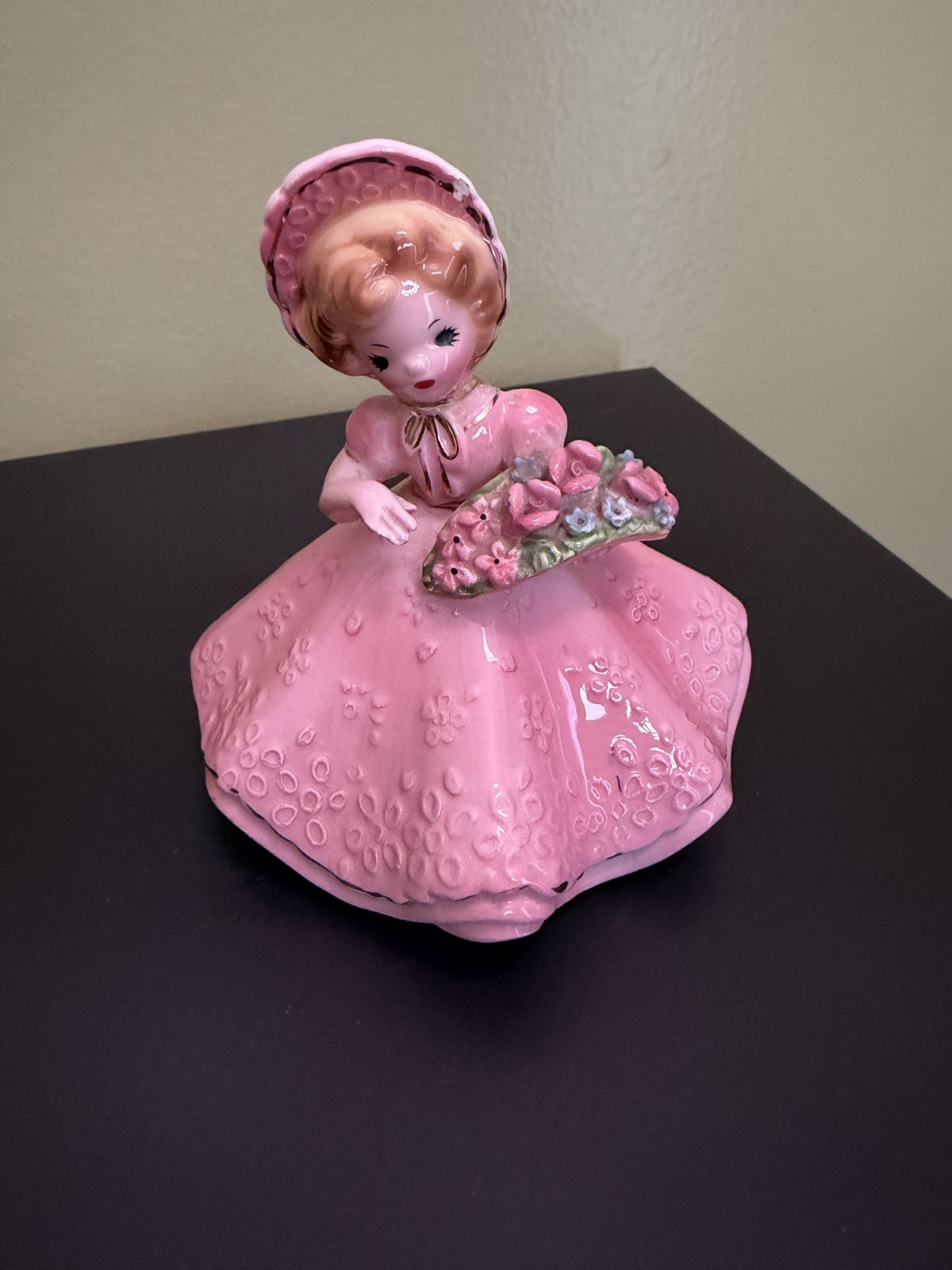 Vintage Josef Originals May Doll of the Month Series Figurine Pink Dress