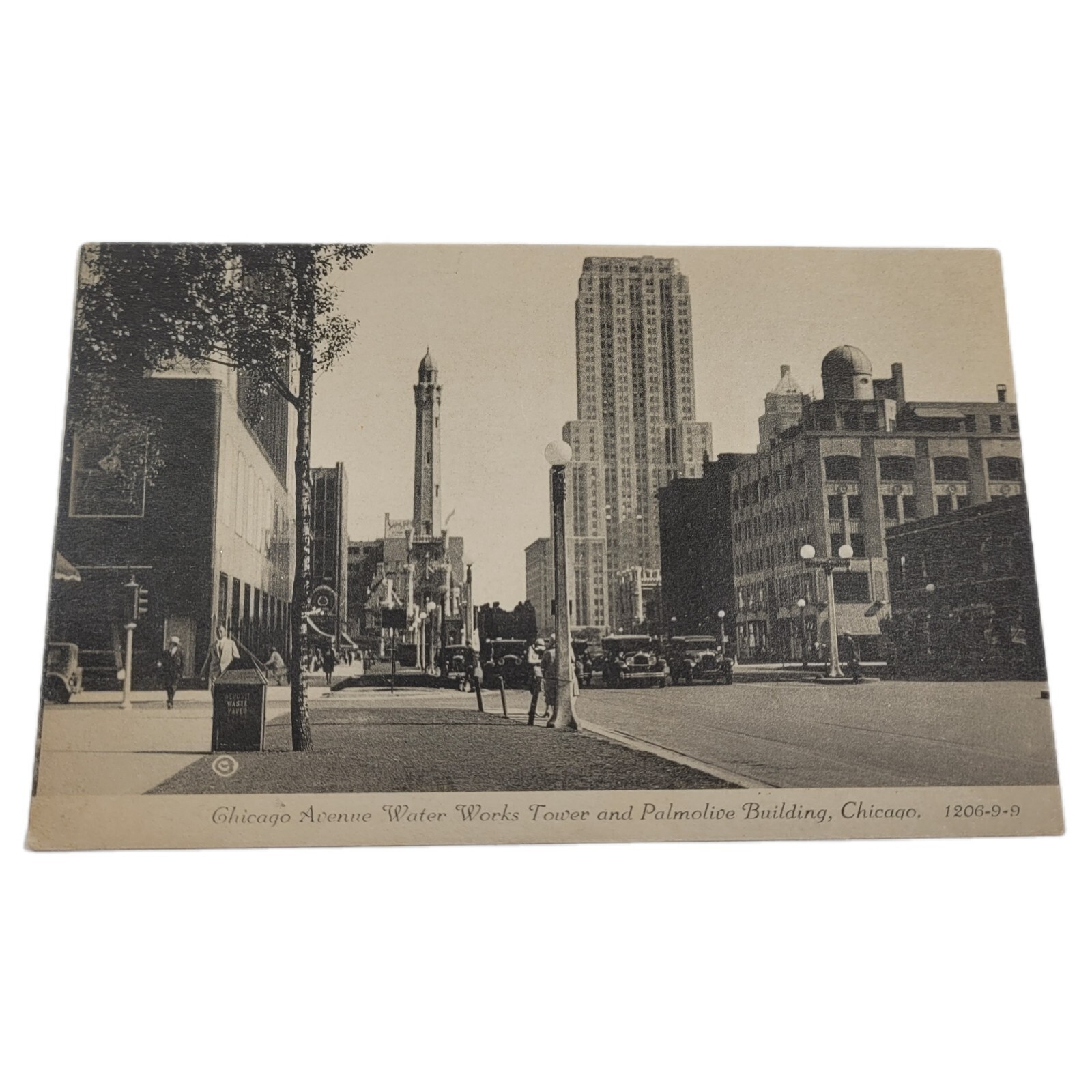 1933 Chicago Worlds Fair Downtown Palmolive Water Tower Street Scene Souvenir