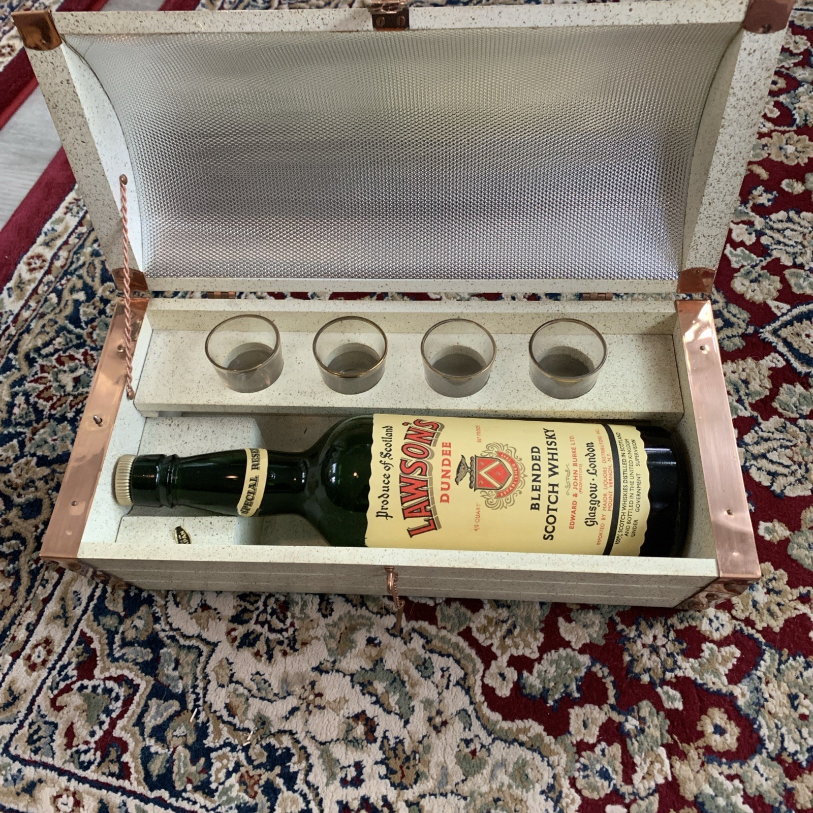 Vintage Musical Travel Bar Case Set Japan How Dry I Am Dawson Dundee Scotch