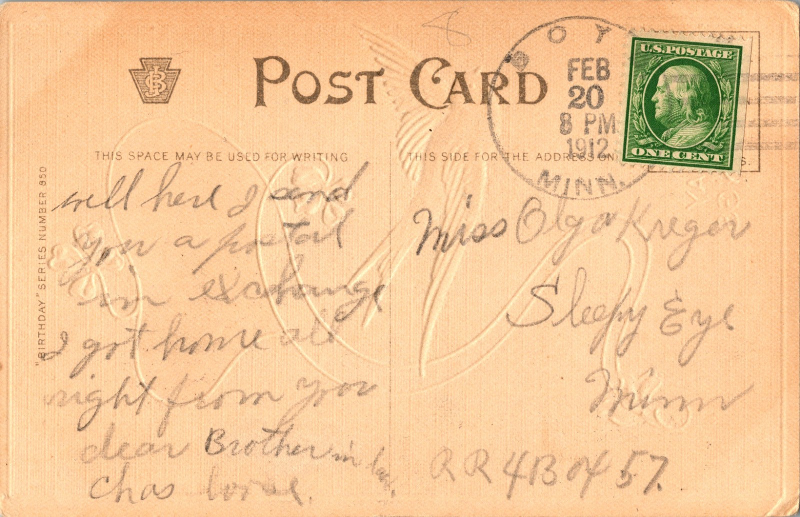 1913 Boyd Minnesota Postmark Lac qui Parle County Birthday Postcard MN