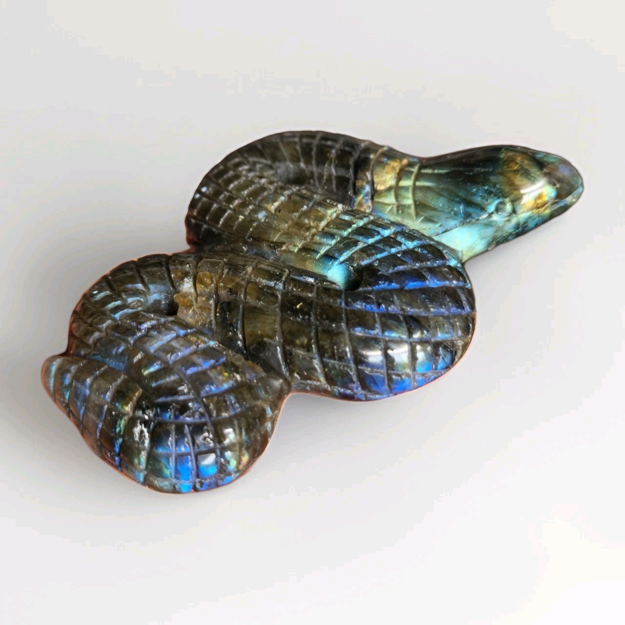Labradorite Hand Carved Snake - 128 grams - USA