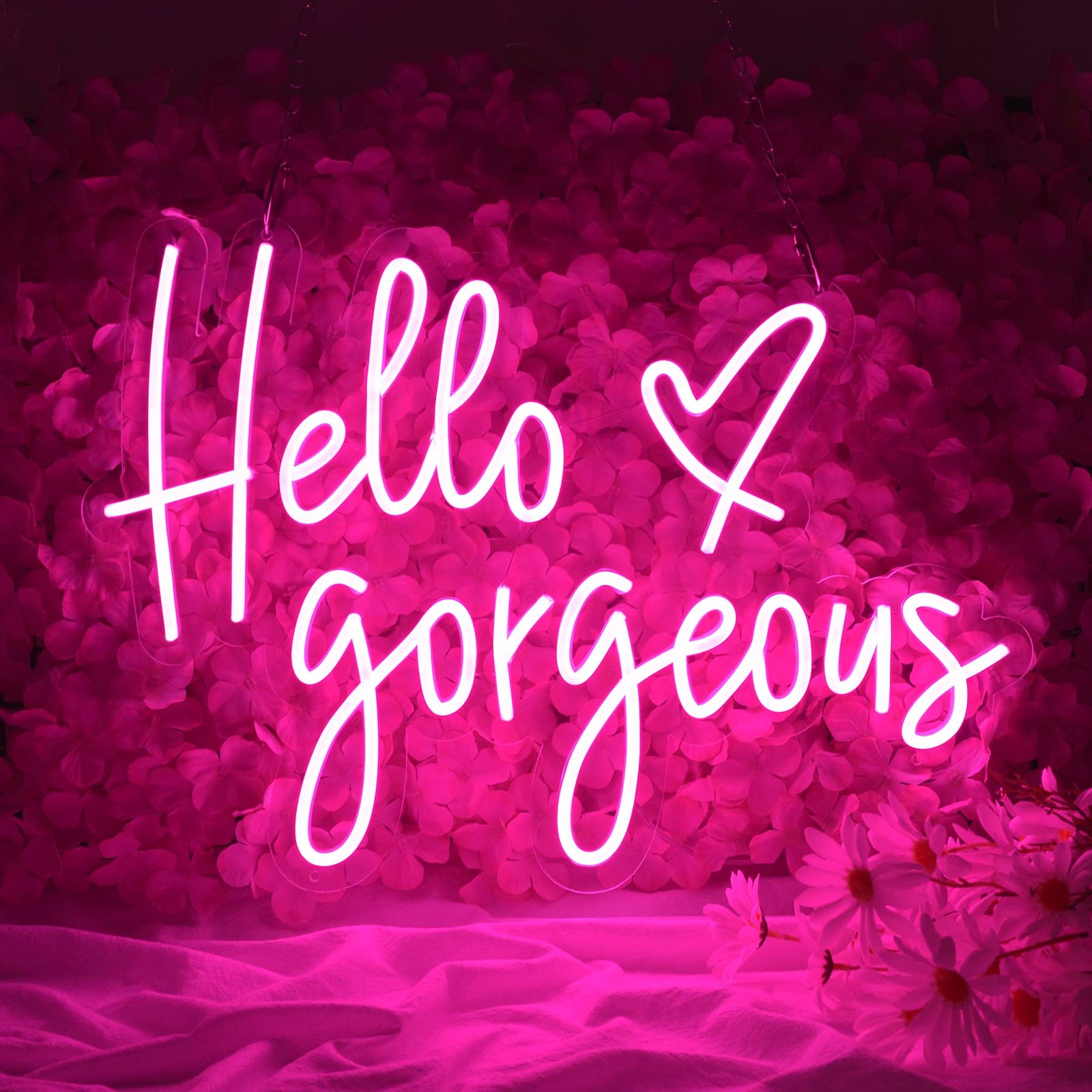 Hello Gorgeous LED Neon Sign Light for Bedrooms Party Wall Decor  19x14 inch