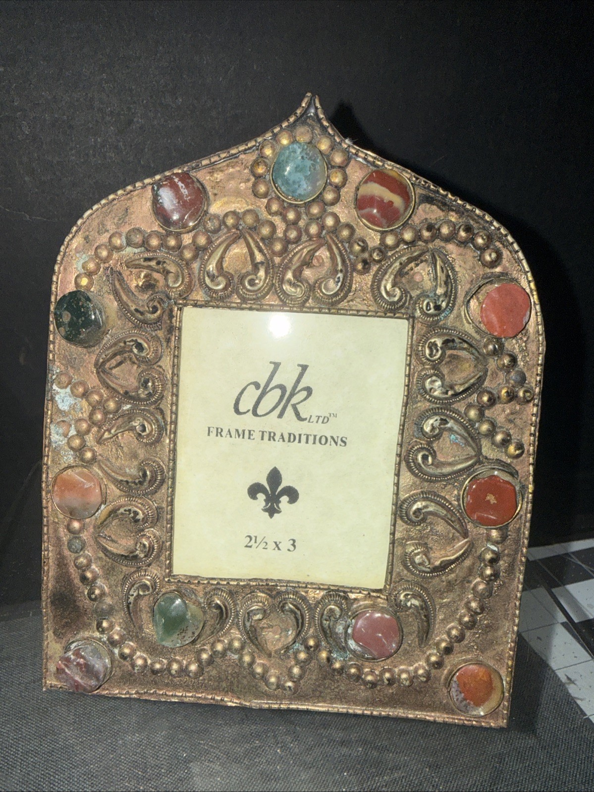 Vintage Cbk Moroccan Style Metal Picture Frame With Stones Vintage Cbk Moroccan Style Metal Picture Frame With Stones
