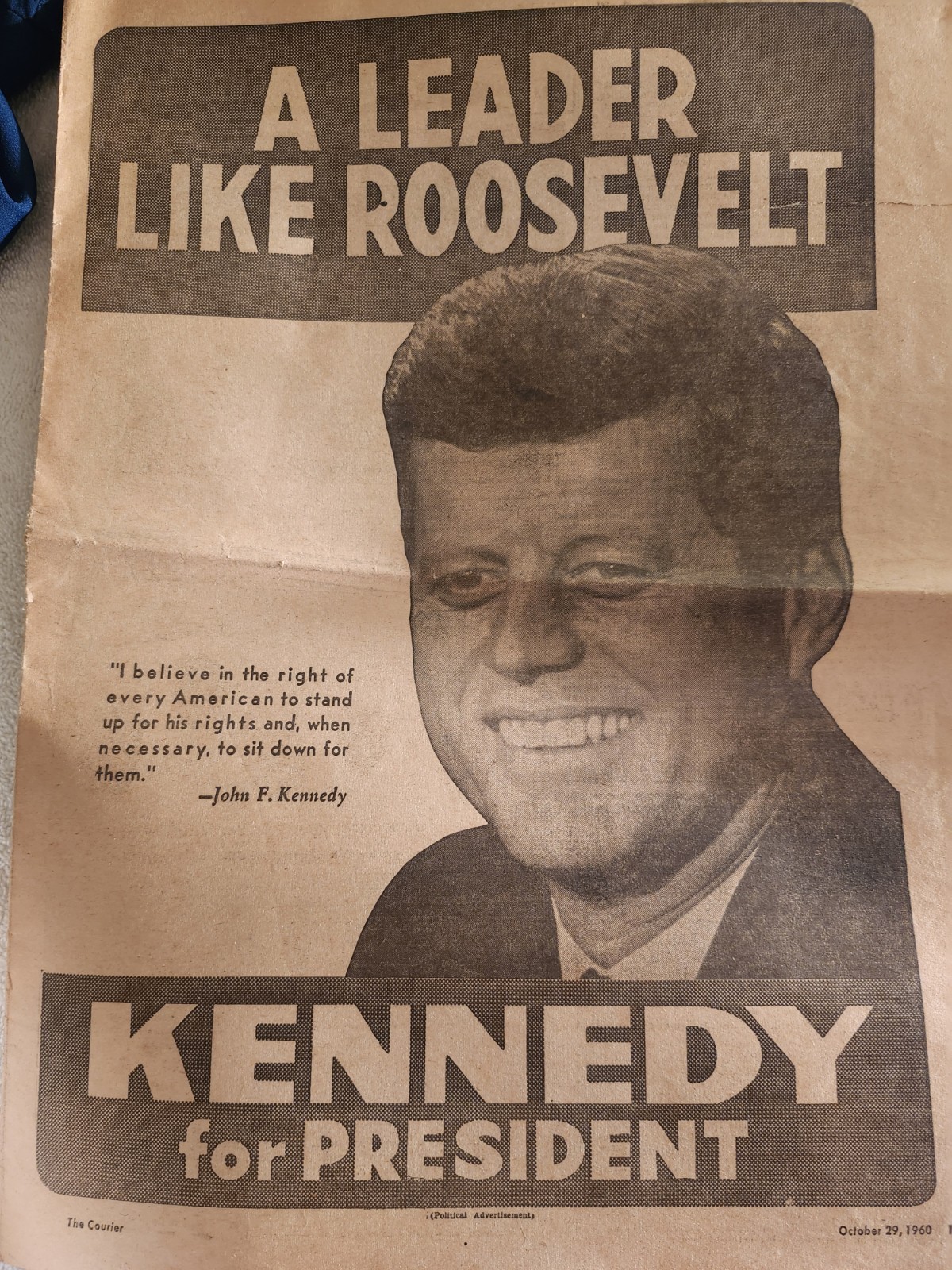 A Leader Like Roosevelt Kennedy For President Campaign 8pg Advertisement