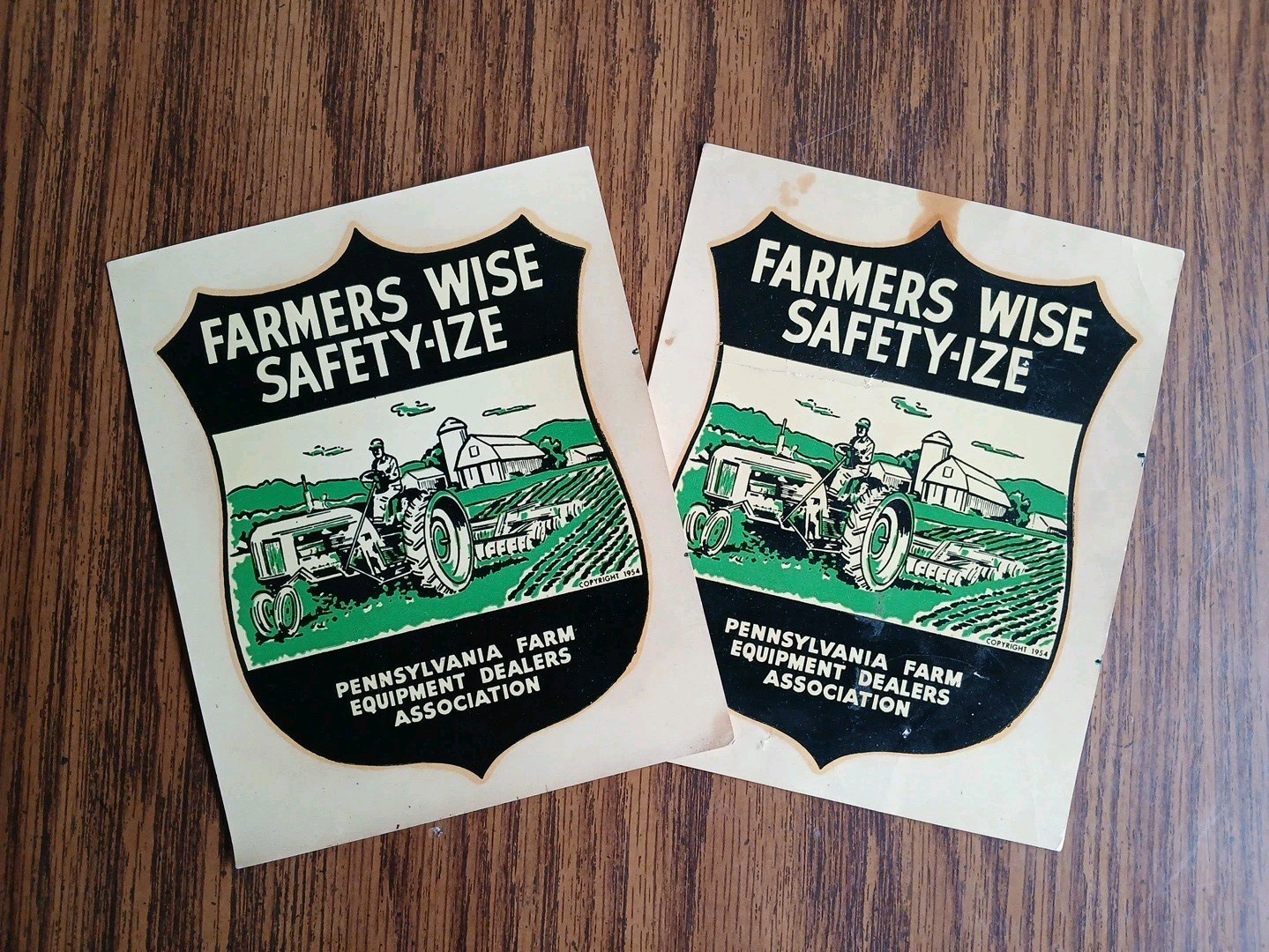 2 Rare Vintage 1954 Pennsylvania Farm Bureau Tractor Dealer Safety Sticker Decal 2 Rare Vintage 1954 Pennsylvania Farm Bureau Tractor Dealer Safety Sticker Decal