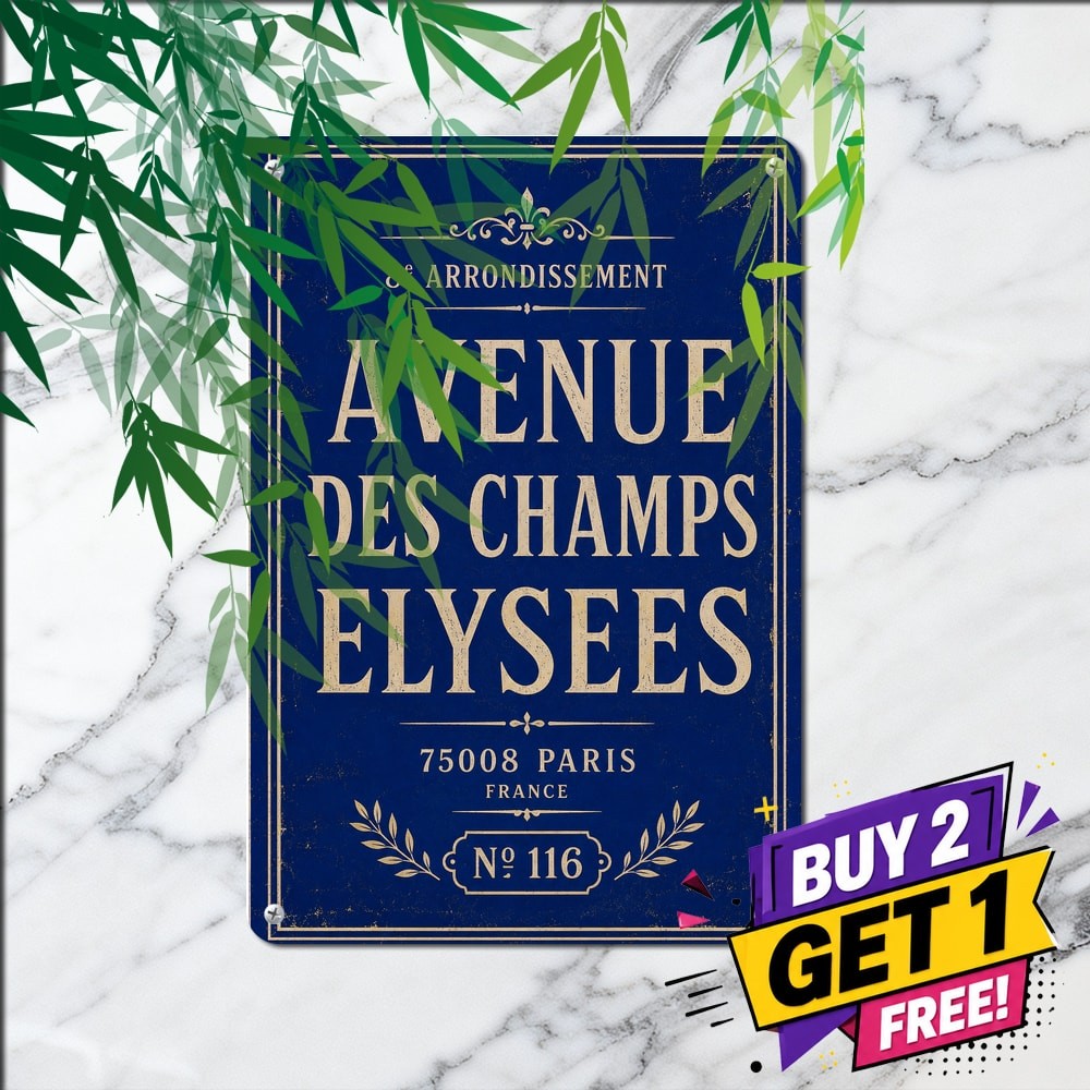 Paris France Avenue Des Champs Elysees Retro Street Metal Sign