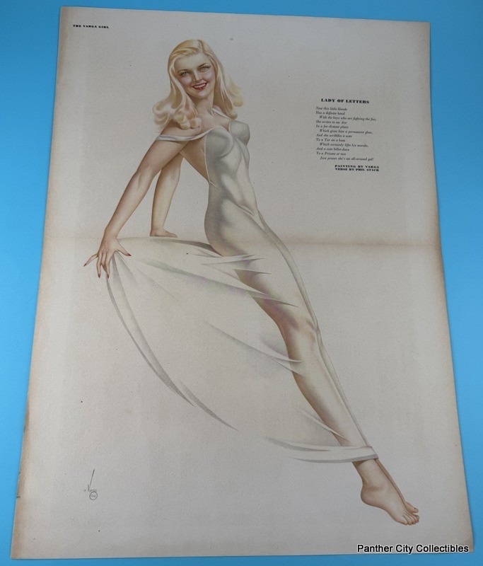 1945 Esquire Magazine Centerfold Insert Pinup Varga Girl Flowing White Gown
