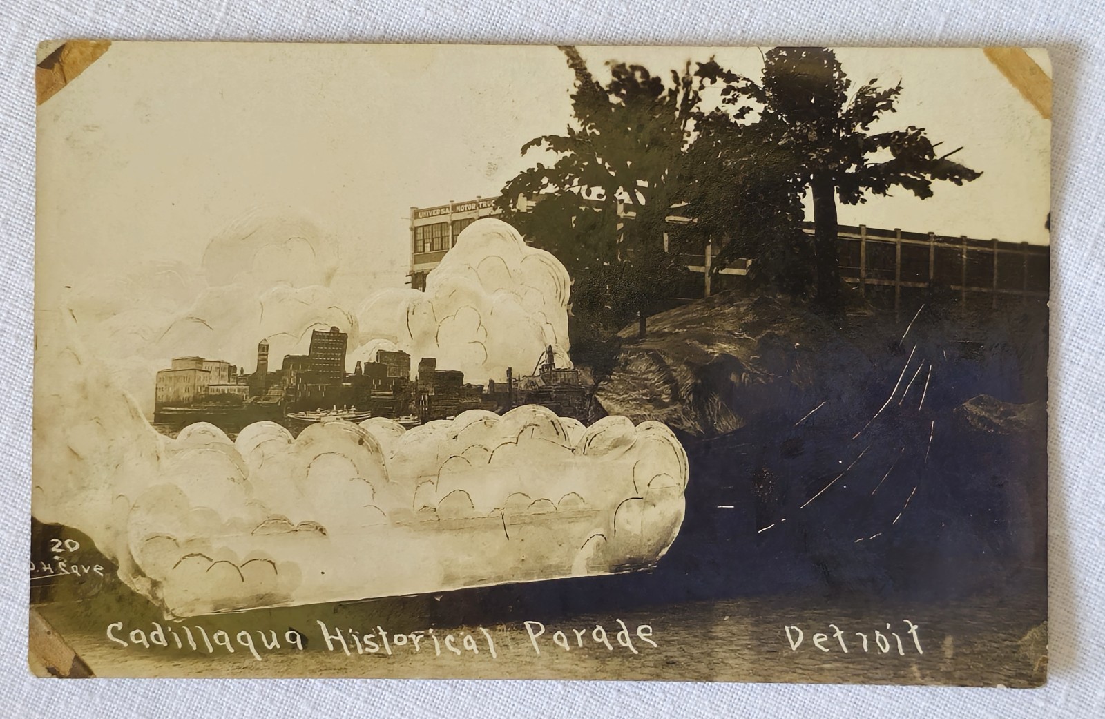 RPPC Cadillaqua Water Parade 1912 Detroit JH Cave Image #20 Canoe Unposted